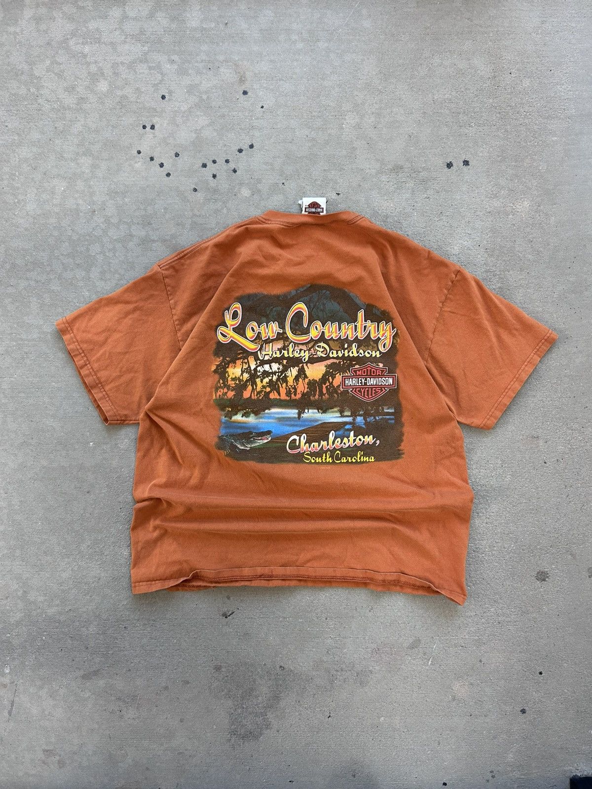 Harley Davidson Vintage Harley Davidson Low Country Charleston Bull Tee Size US XL / EU 56 / 4 - 4 Thumbnail