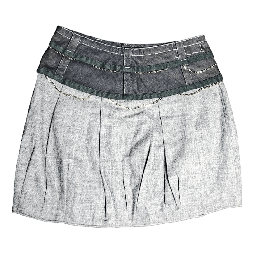 Marithe + Francois Girbaud The MfG Denim Wool Chains Skirt Size 26" / US 2 / IT 38 - 3 Thumbnail
