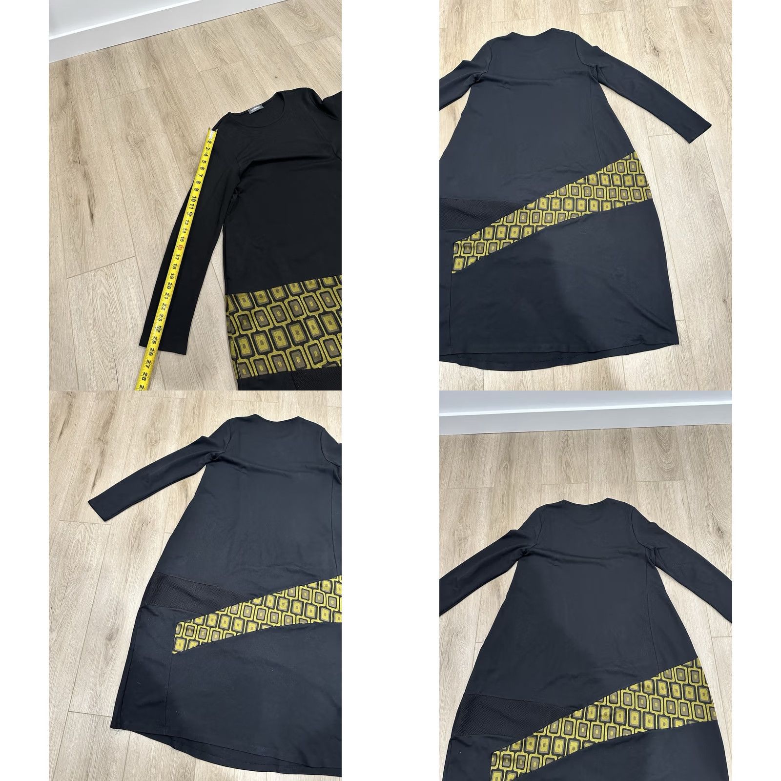 Vintage Alembika Unstoppable Dress Midi Black Chartreuse Geometric Patch Waffle Patch Knit Long Sleeve Pullover Scoop Neck Size 3 Womens Size XS / US 0-2 / IT 36-38 - 9 Thumbnail
