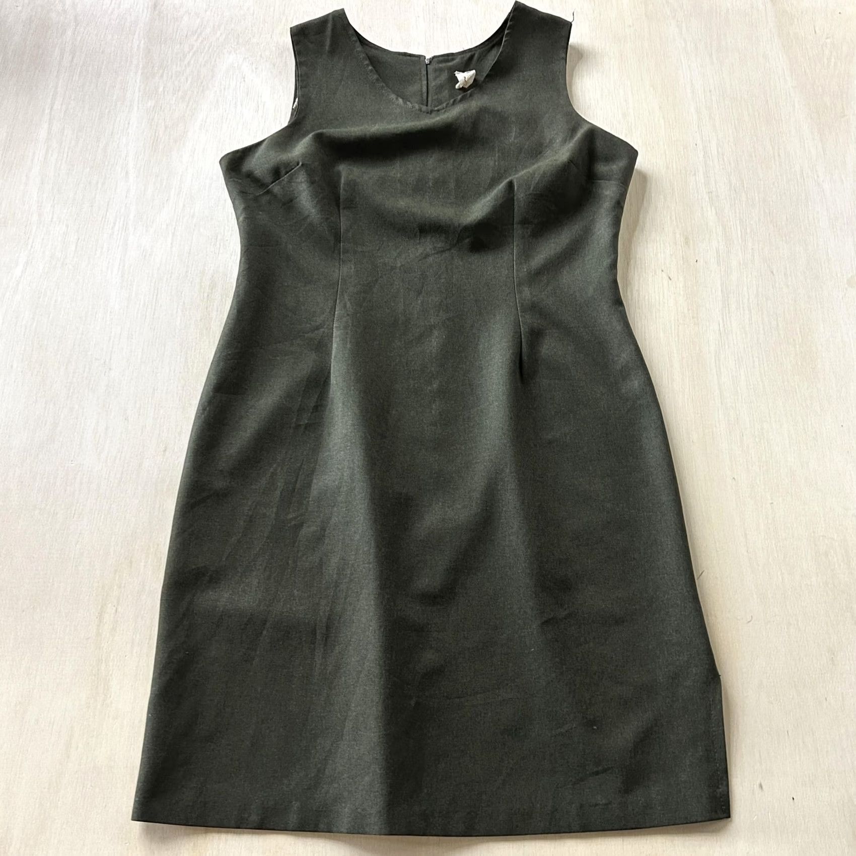 Vintage VINTAGE Green Sleeveless V-Neck Sheath Dress Womens Large Knee Length Business workwear Size L / US 10 / IT 46 - 2 Thumbnail