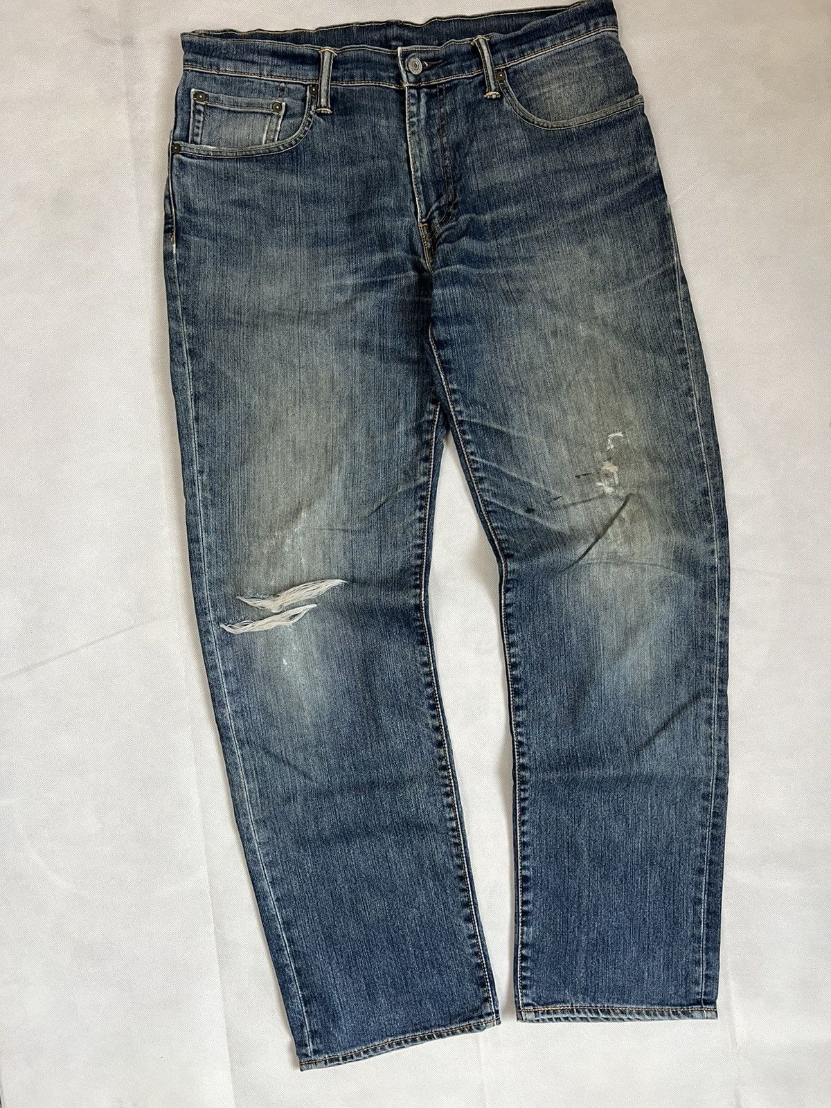 Levi's Vintage Clothing Vintage Levis 502 Blue Wash Distressed Denim Size US 35 - 2 Thumbnail