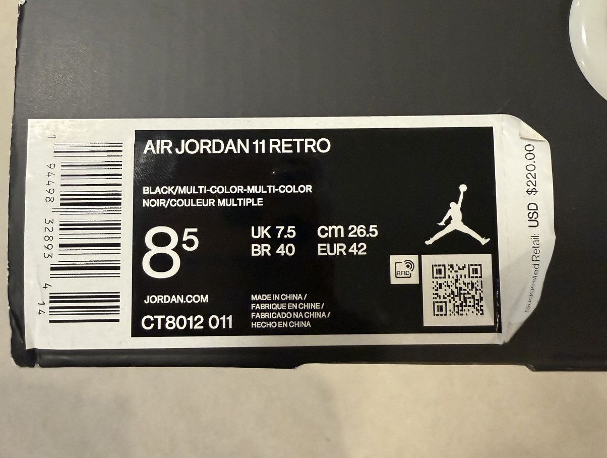 Jordan Brand Jordan 11 Retro Jubilee 25th Anniversary Black White Size US 8.5 / EU 41-42 - 7 Thumbnail