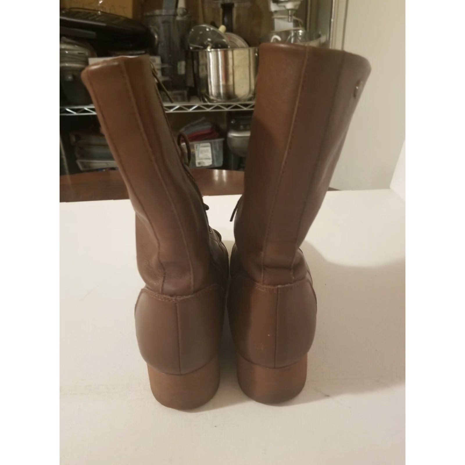 Volcom VINTAGE Volcom Brown Leather Boots Size 8.5 Womens Low Heel Lace Zipper Size US 8.5 / IT 38.5 - 4 Thumbnail