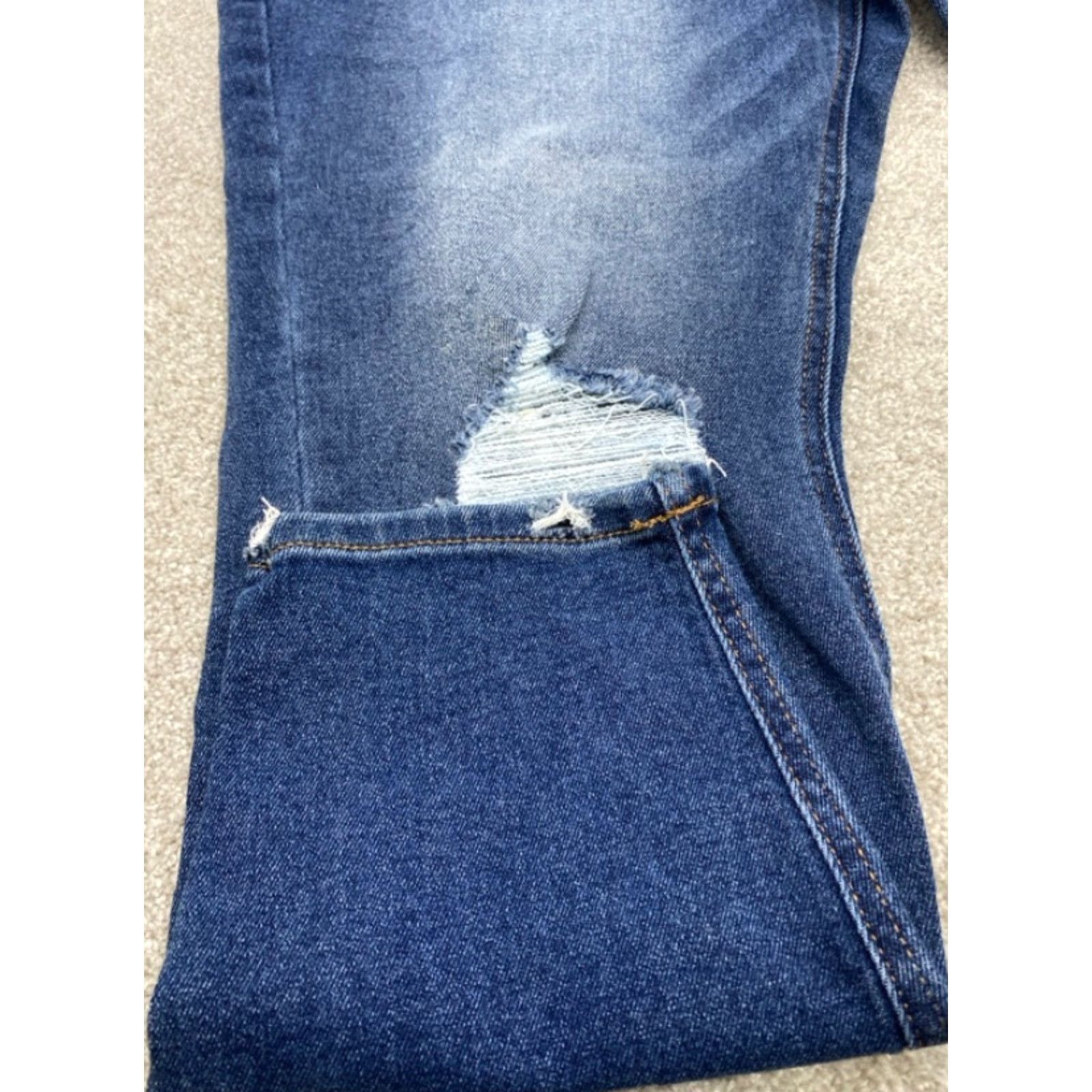 Vintage NWT Vanilla Star Jeans Women's Size 20 Blue Denim Stretch Skinny Distressed NEW Size 42" / US 20 - 4 Thumbnail