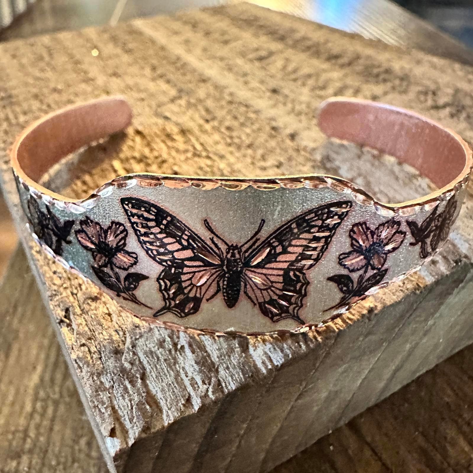 Other Boho Copper Diamond Cut Elegant Butterfly Cuff Bracelet ,Gif Size ONE SIZE - 7 Thumbnail