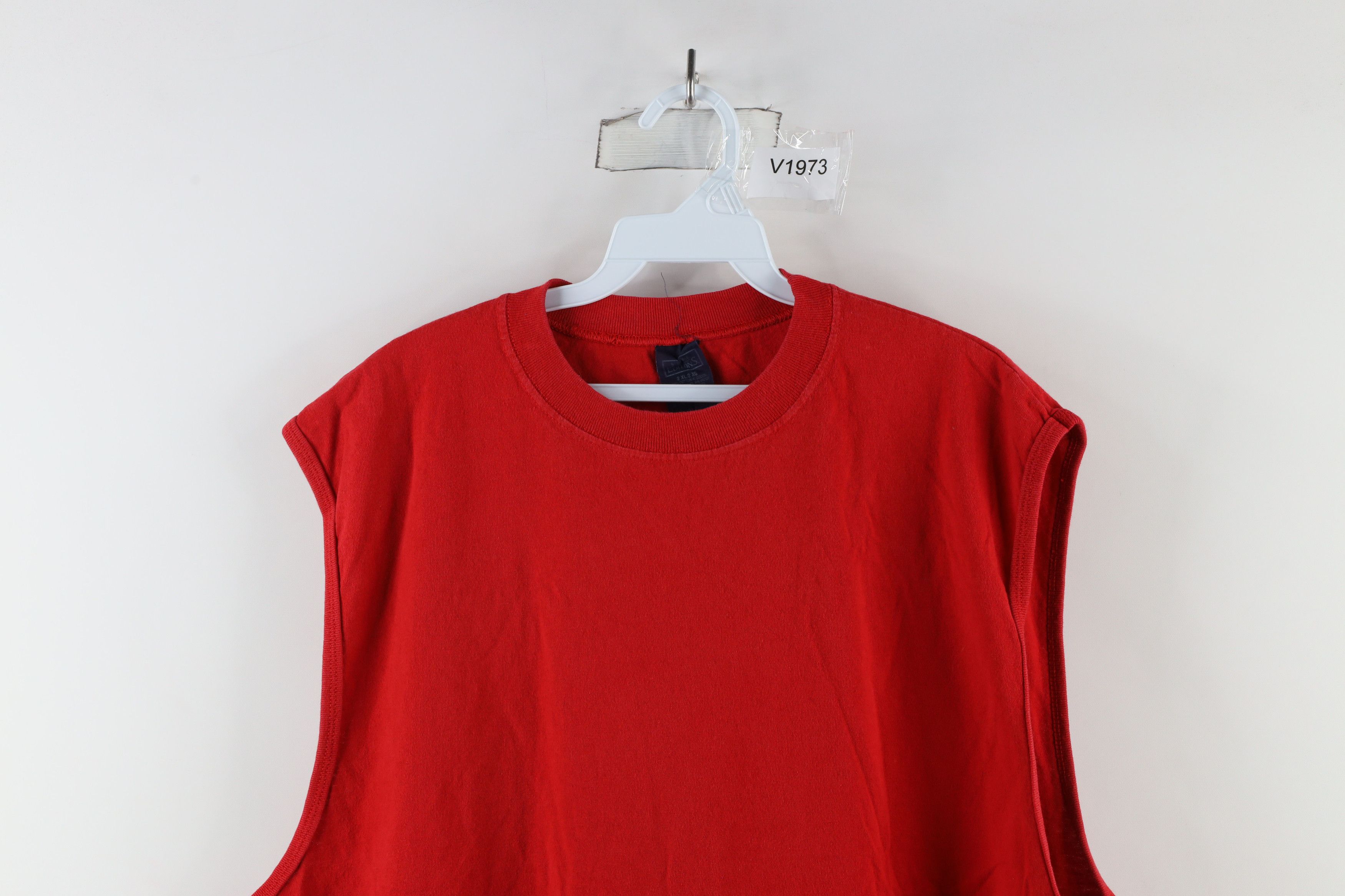 Vintage Vintage 90s Streetwear Sleeveless Muscle T-Shirt Red Cotton Size US XXL / EU 58 / 5 - 2 Thumbnail