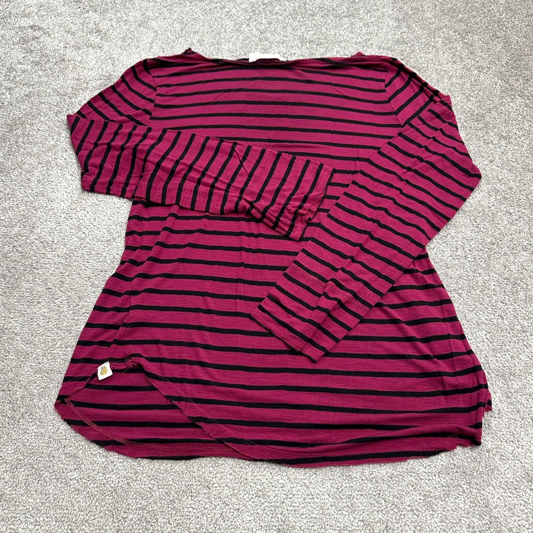 Gloria Vanderbilt Gloria Vanderbilt Blouse Womens S Red Striped Knit Stretch Top Casual Shirt Size S / US 4 / IT 40 - 2 Thumbnail