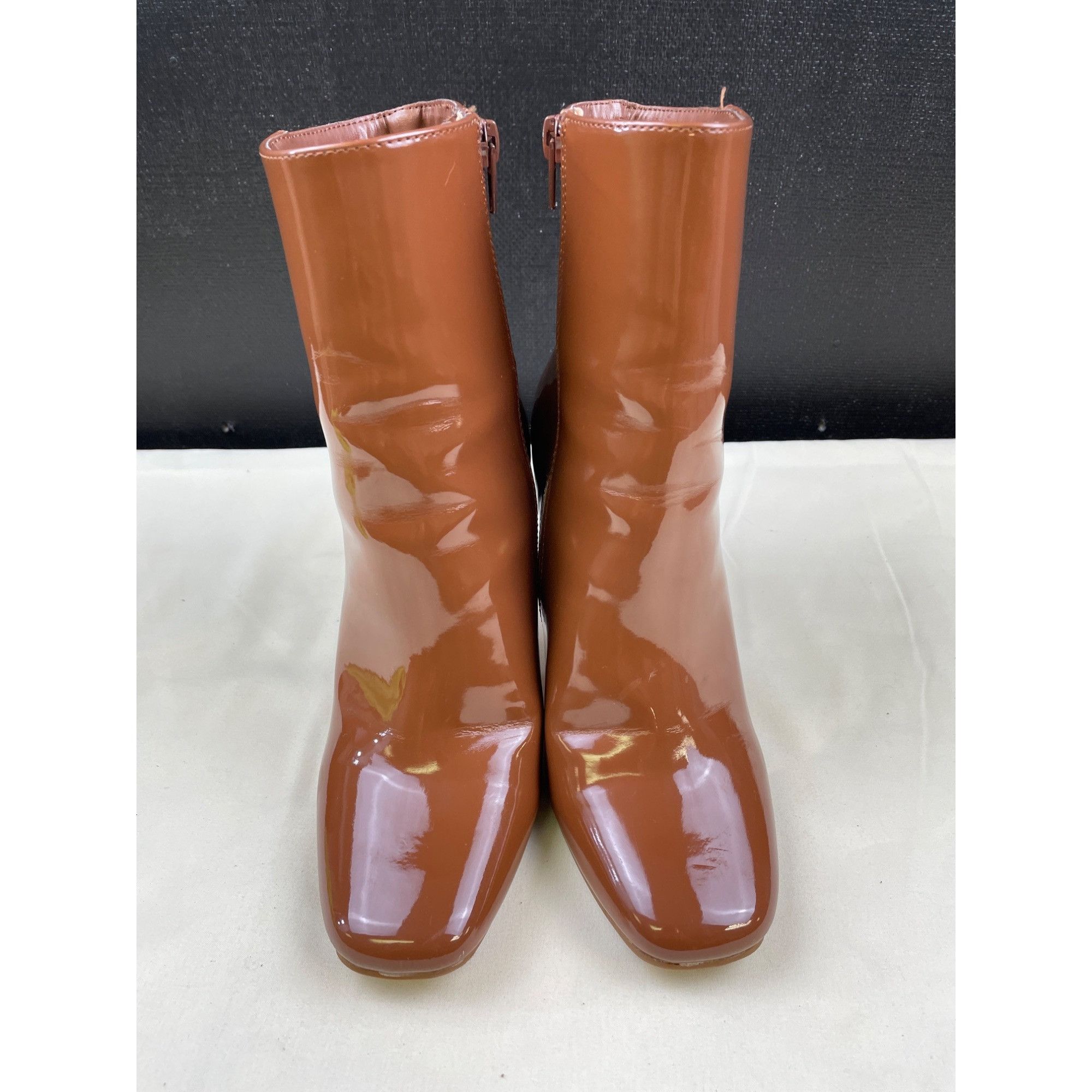 Other Anne Michelle Women's Brown Patent Boots/ Shoes Heel 3.75" S Size US 8 / IT 38 - 3 Thumbnail