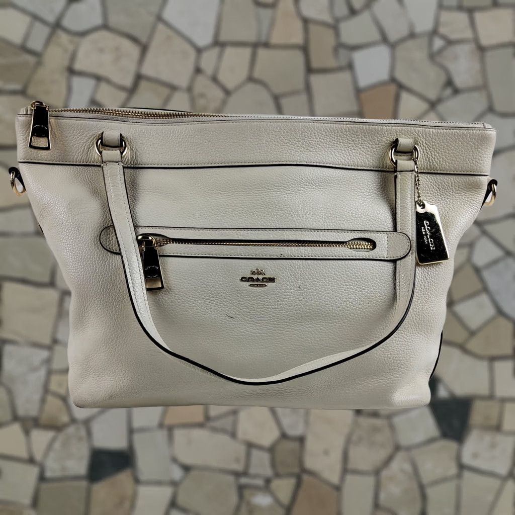Coach Coach Tyler Large Shoulder Bag Handbag Purse Pebbled Leather White F54687 Womens Size ONE SIZE - 1 Thumbnail