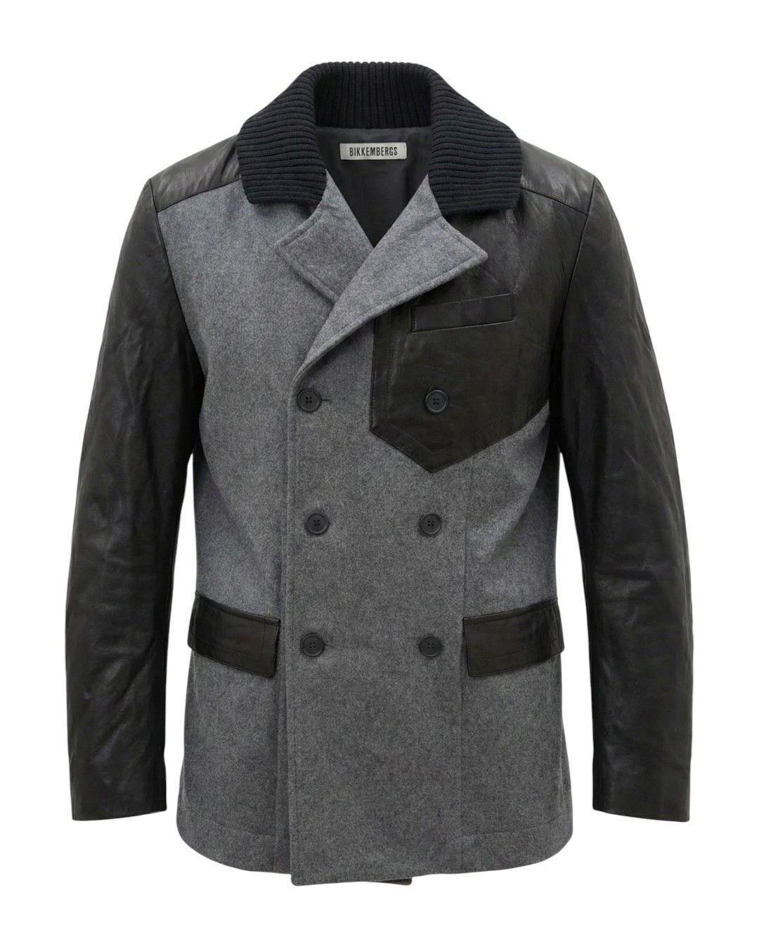 Dirk Bikkembergs WOOL COAT WITH LEATHER SLEEVES Size US M / EU 48-50 / 2 - 1 Thumbnail
