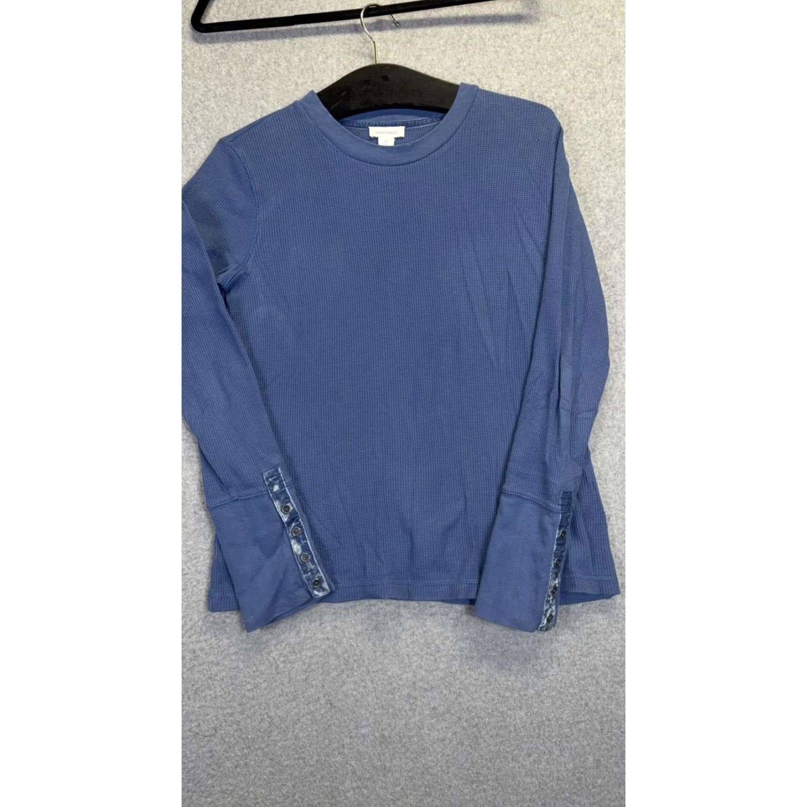 Vintage Sundance Women's Blue Cotton Long Sleeve T-Shirt Top Stretch M Medium Blouse Shirt Womens Size M / US 6-8 / IT 42-44 - 2 Thumbnail