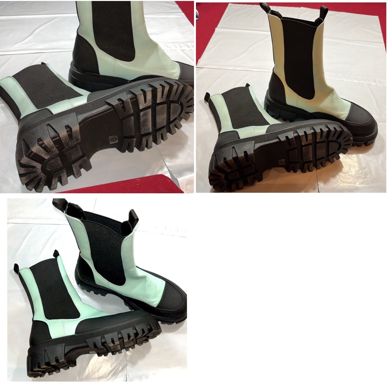 Azalea Wang AZALEA WANG Chelsea Boots EMO Punk Light Blue Black 11 Women’s Mid Calf Chunky Heel Street Clubwear Fashion Chelsea Boot Size US 11 / IT 41 - 9 Thumbnail