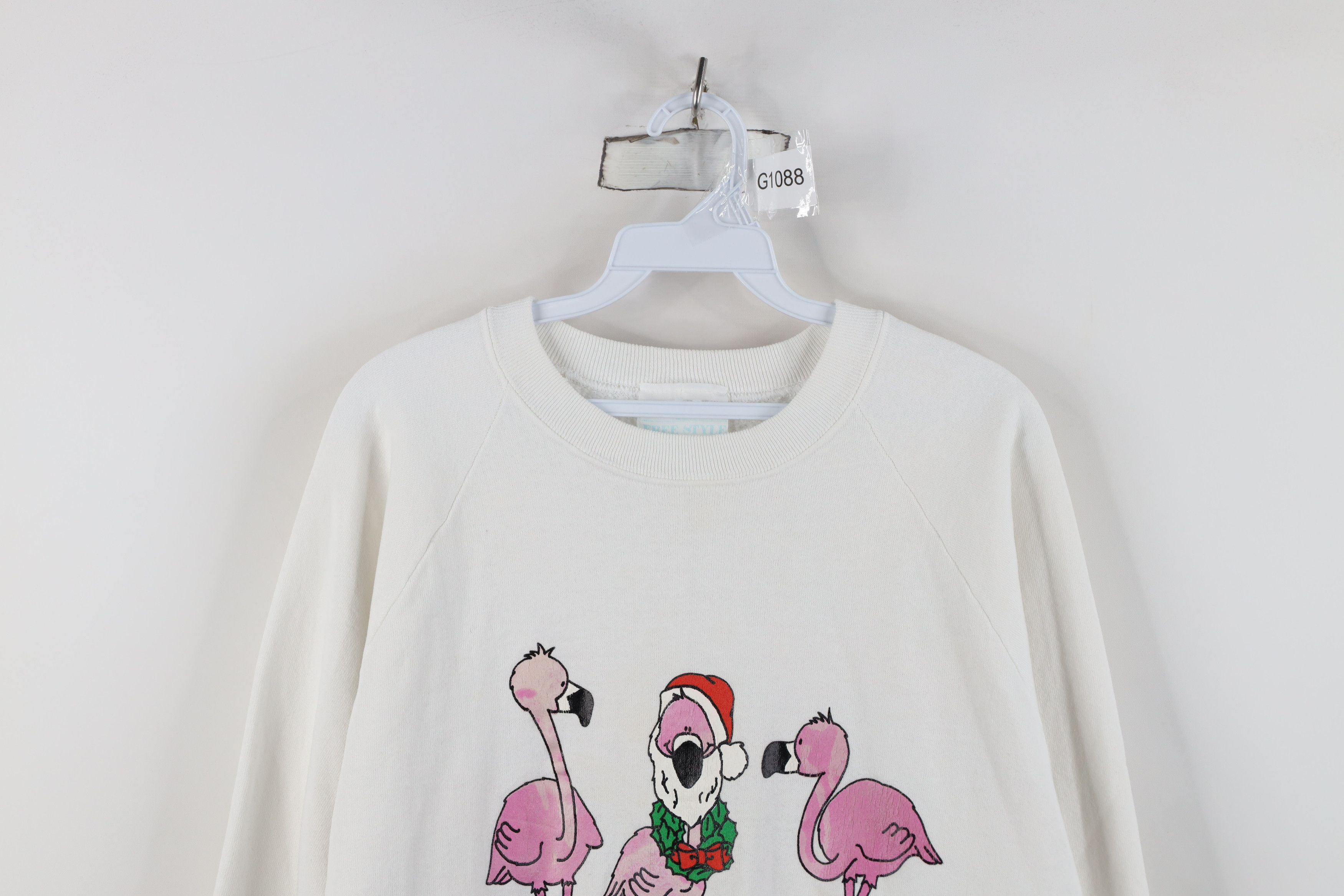 Vintage Vintage 80s Christmas Ho Ho Ho Flamingo Sweatshirt USA Size L / US 10 / IT 46 - 2 Thumbnail