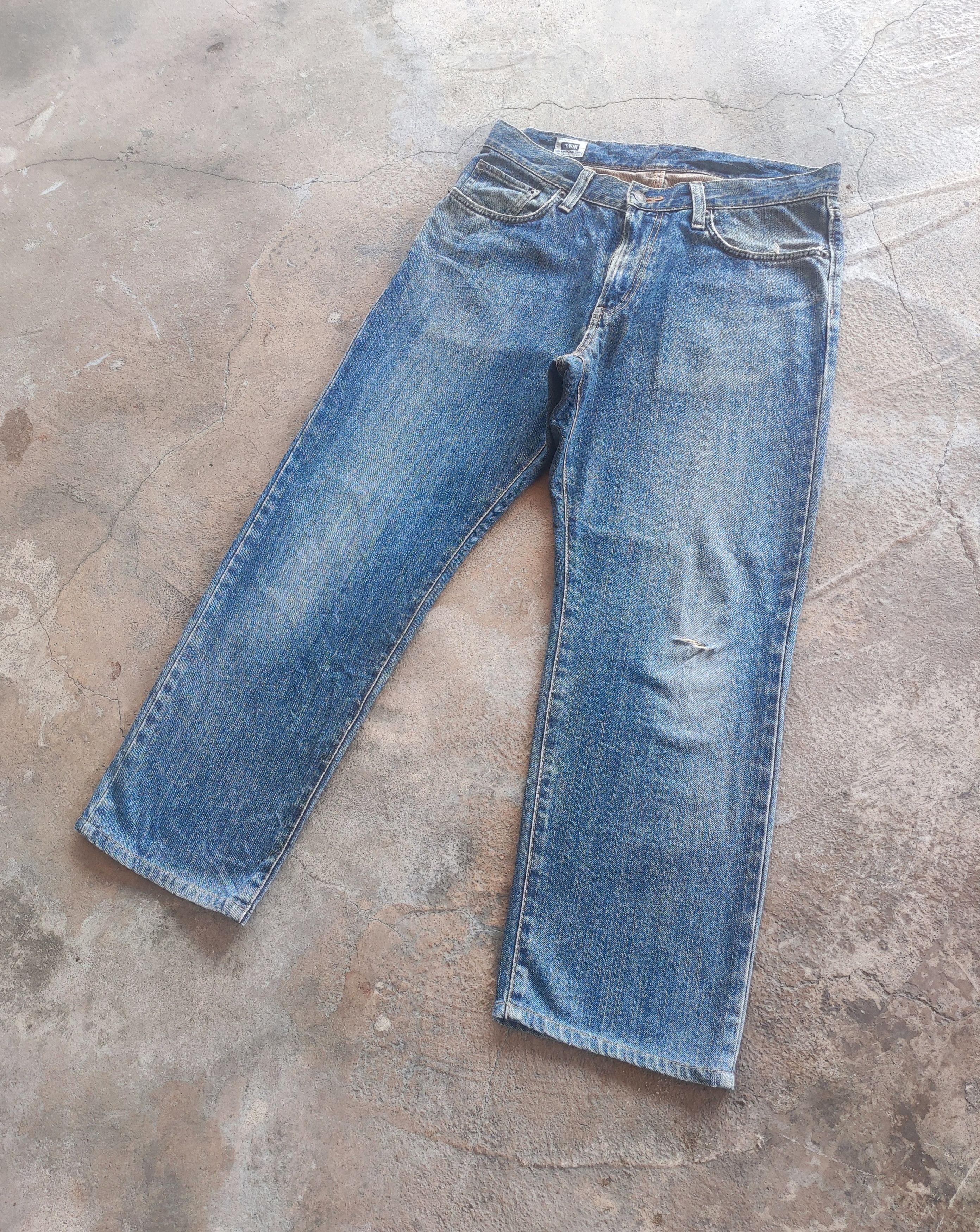 Edwin × Jean × Vintage Vintage Edwin Made In Japan Distressed Faded Denim Pants W34 Size US 34 / EU 50 - 1 Thumbnail