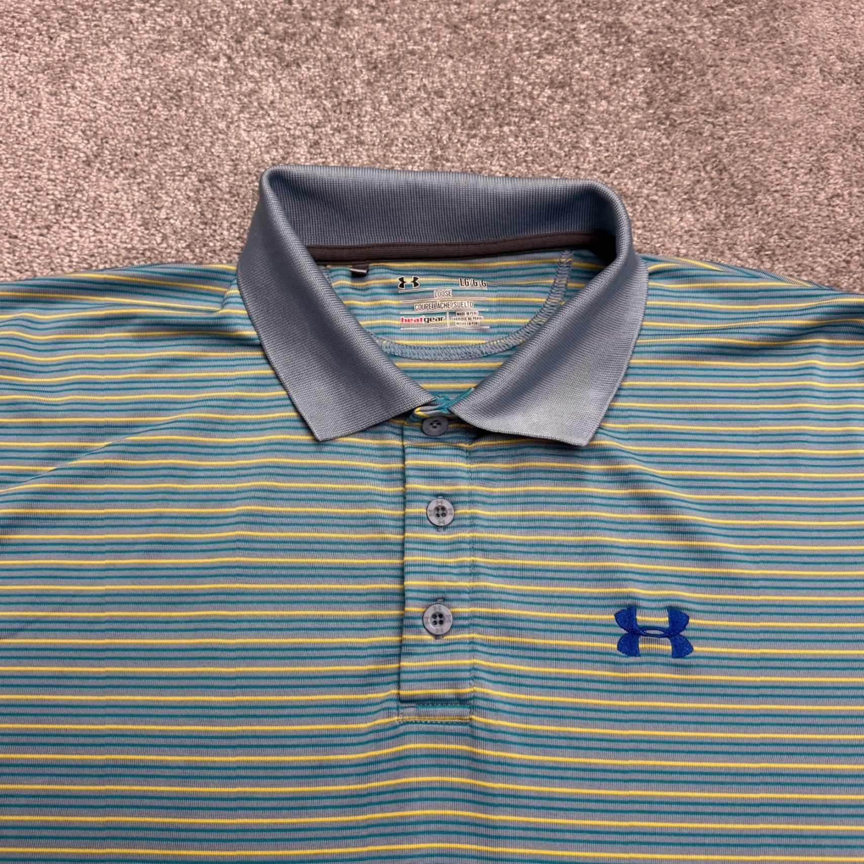 Under Armour Under Armour HeatGear Polo Shirt Mens L Blue Striped Golf Shirt Size US L / EU 52-54 / 3 - 3 Thumbnail