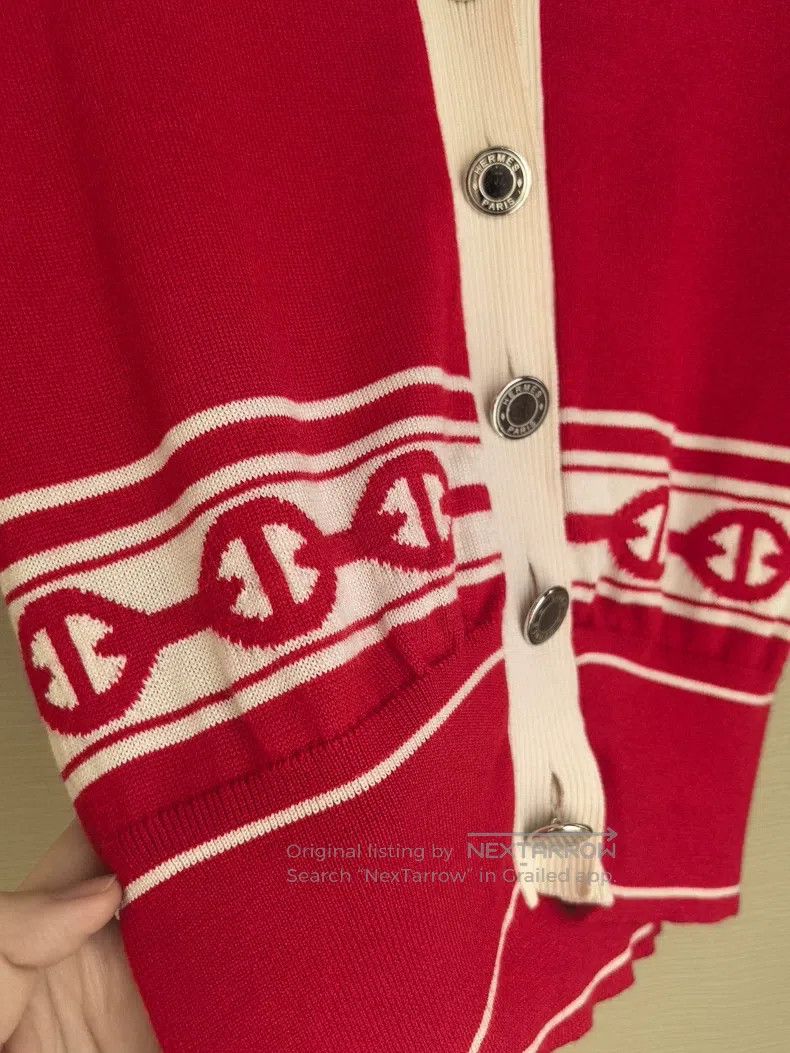 Hermes Hermes Red women's pig nose half-sleeve cashmere sweater t Size XS / US 0-2 / IT 36-38 - 5 Thumbnail
