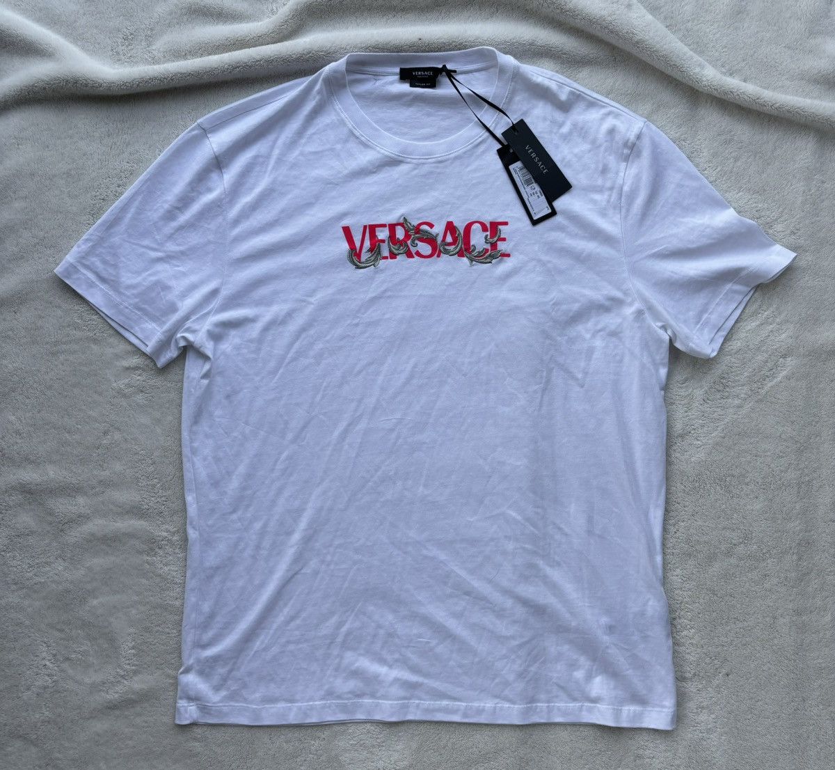 Versace White/Pink Barocco Silhouette Tee