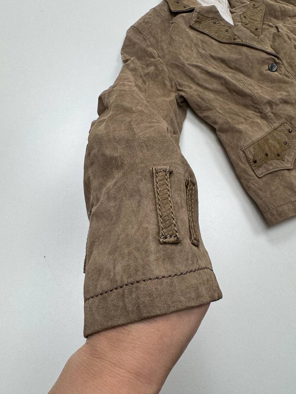 Other La Pelle Italian Suede Reptile Detail Leather Jacket Size M / US 6-8 / IT 42-44 - 6 Thumbnail