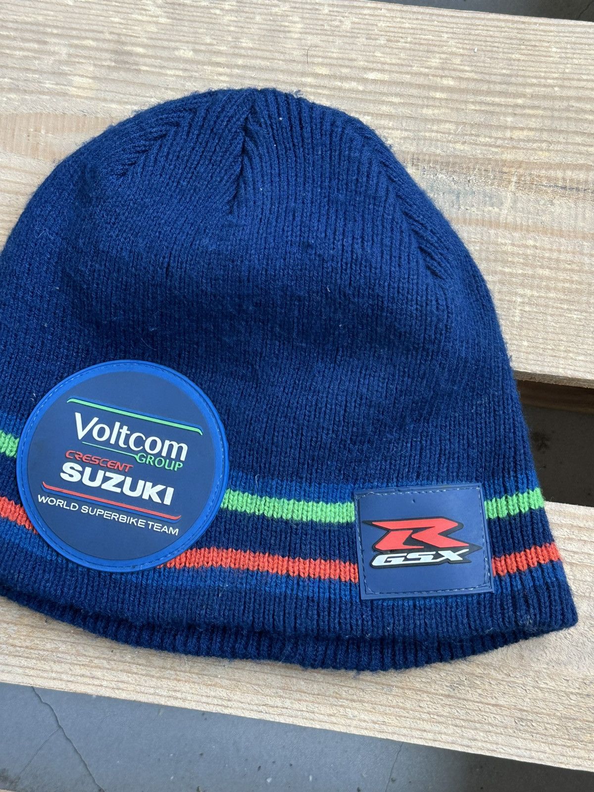 Vintage Vintage Suzuki GSXR Blue Racing Beanie Hat Size ONE SIZE - 2 Thumbnail