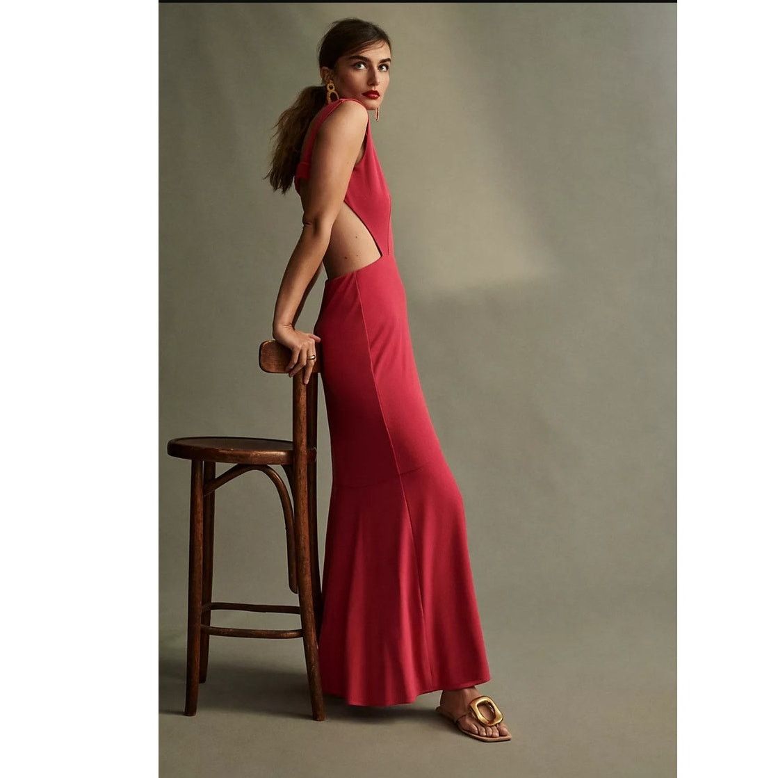 New Anthropologie Maeve Open-Back Knit Maxi Dress $170 XXS
