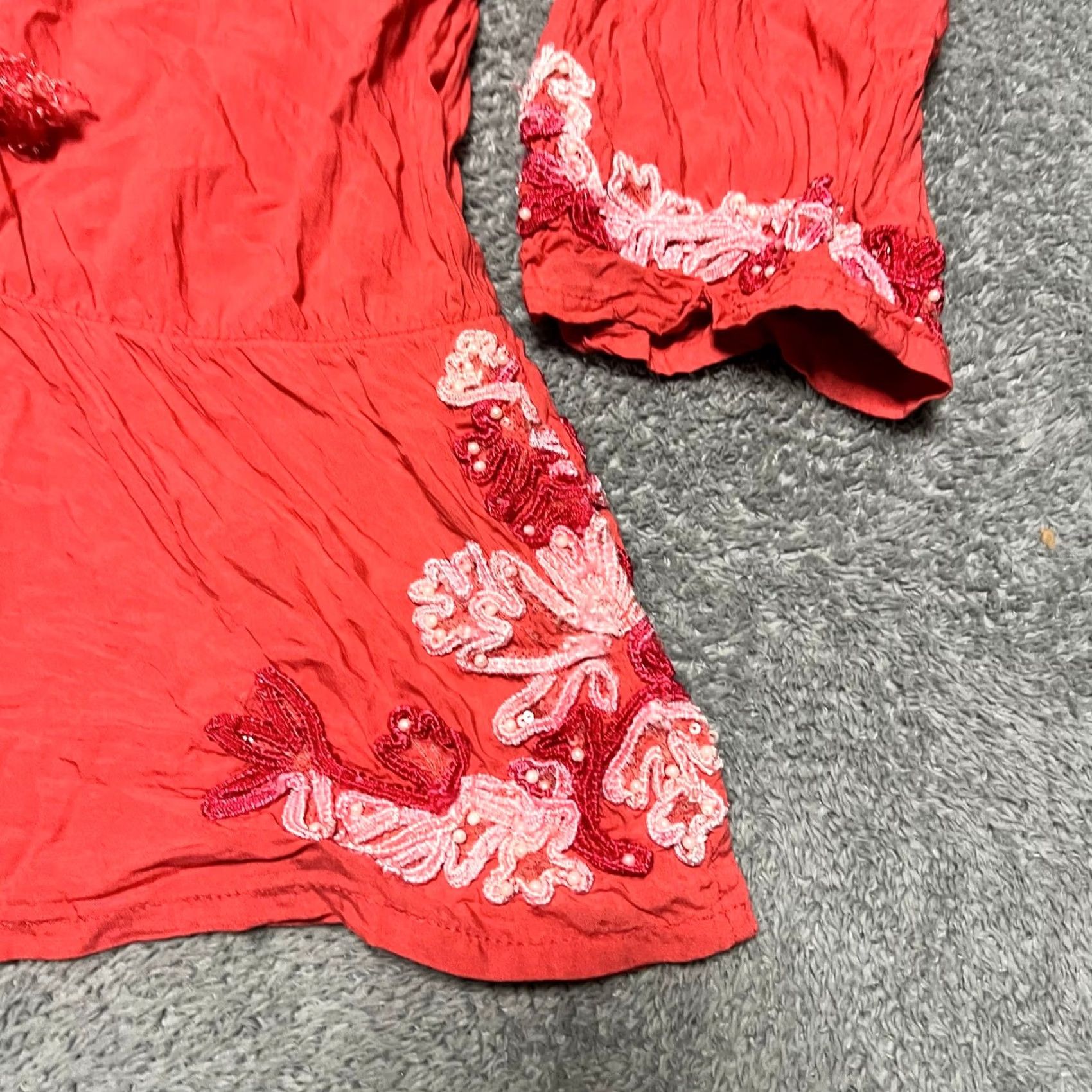 Soft Surroundings Soft Surroundings Shirt Womens 1X Plus Tunic Coral Beaded Sequin Embroidered Size XL / US 12-14 / IT 48-50 - 2 Thumbnail
