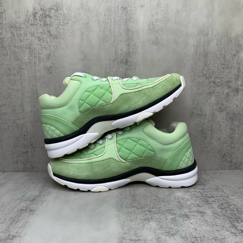 Chanel Chanel Green Diamond Pattern Sneakers Size 38 Size US 8 / EU 41 - 4 Thumbnail