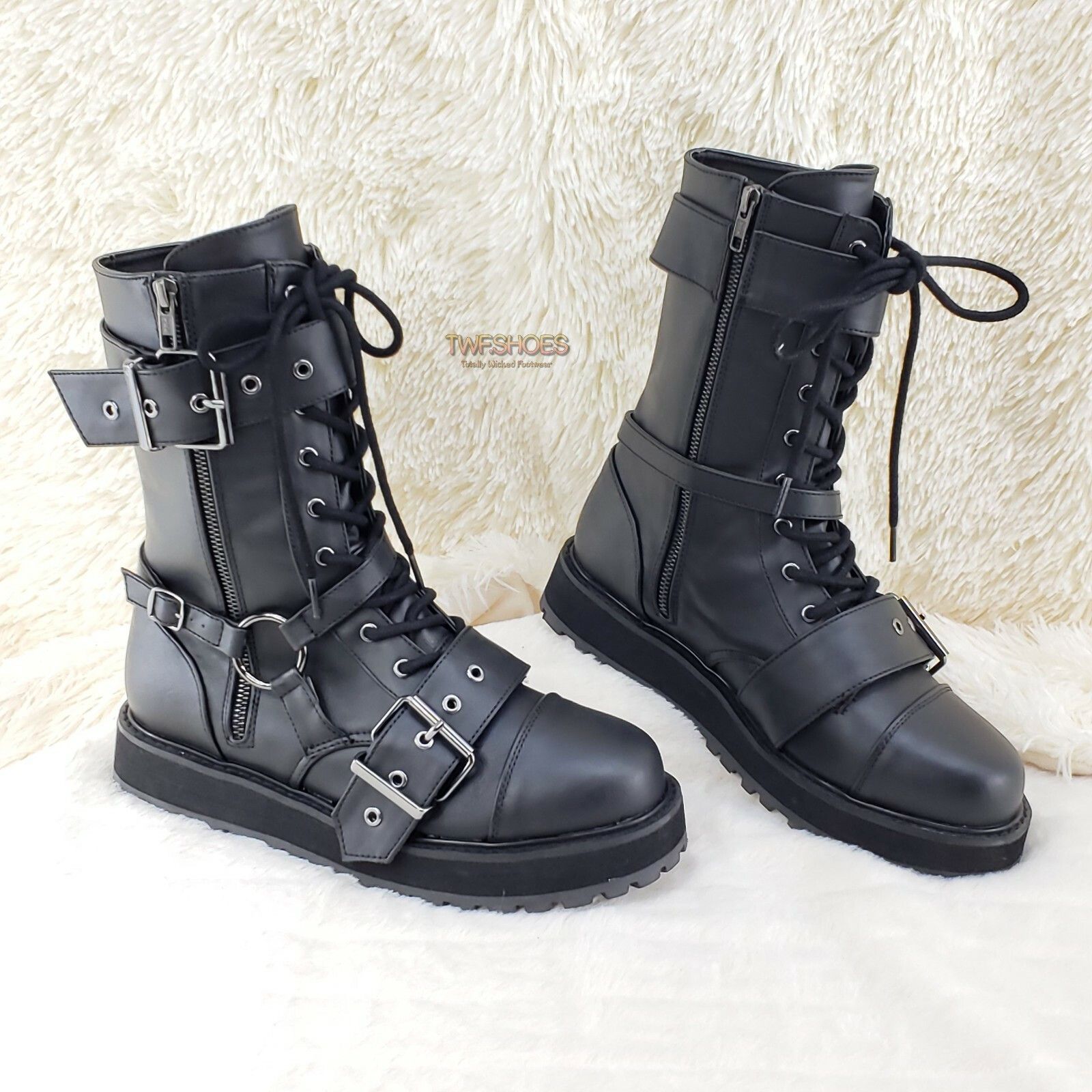 Other DEMONIA Valor 220 Goth Combat Biker Ankle Boots Black Matte Size US 5 / EU 37 - 1 Thumbnail