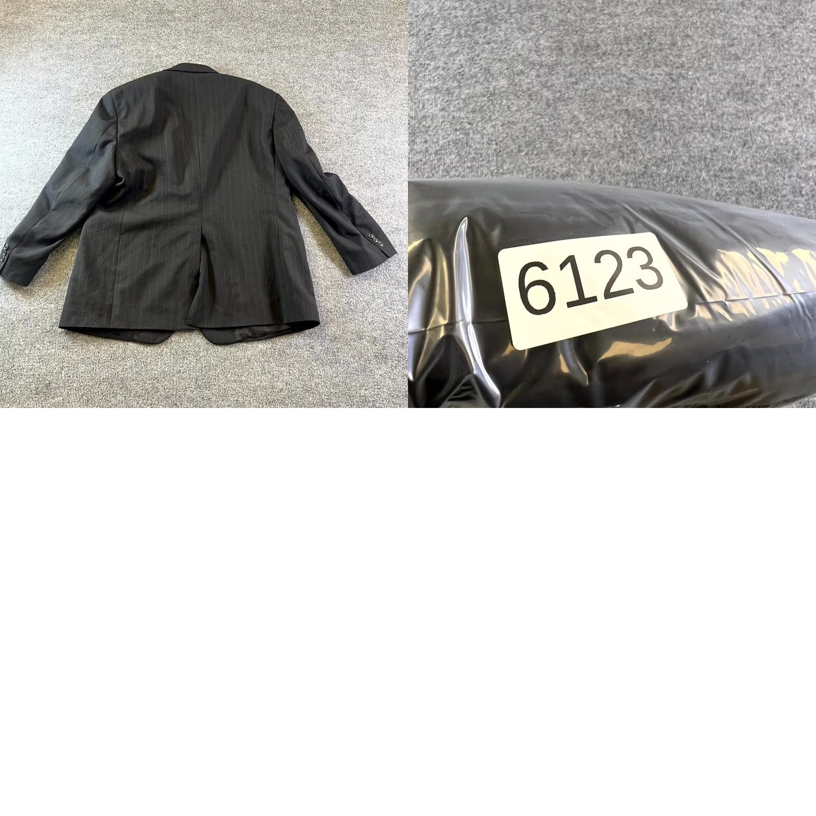 Vintage Towncraft Blazer Coat Men's 54 Black Striped Wool Suit Jacket Formal Business Size 54R - 8 Thumbnail