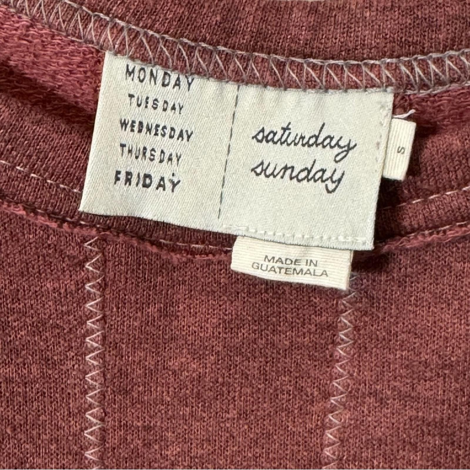 Other Anthropologie Small Saturday Sunday Burgundy Knit Top Size S / US 4 / IT 40 - 2 Thumbnail