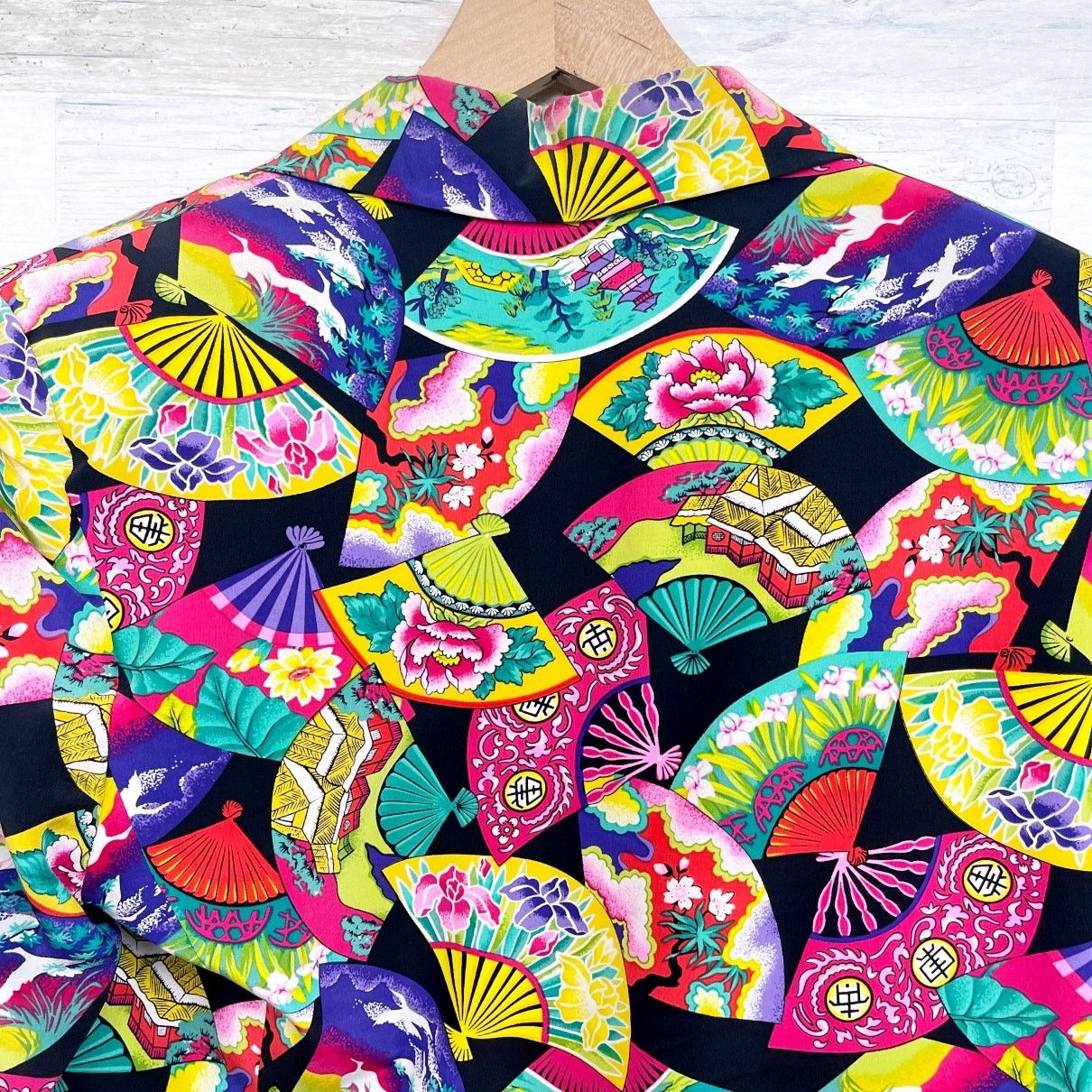 Other × Vintage Dana Buchman Silk Chinese Asian Floral Fan Pagoda Blazer 8 Size M / US 6-8 / IT 42-44 - 5 Thumbnail