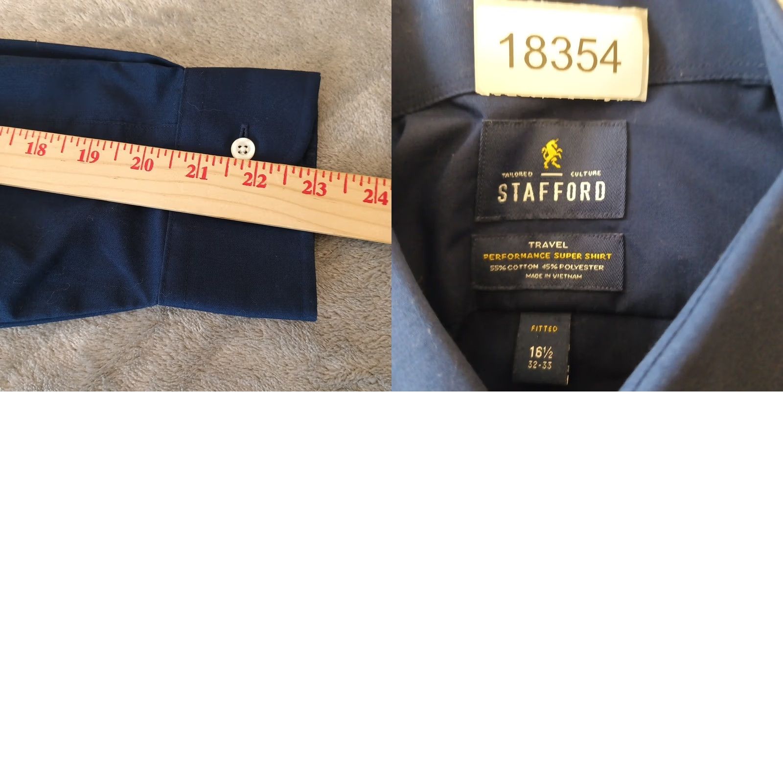Stafford Stafford Shirt Mens 16.5 Blue Long Sleeve Button-Up Cotton Blend Shirts Mens Blue 16.5 Button-Up Shirt Men Size US XL / EU 56 / 4 - 8 Thumbnail