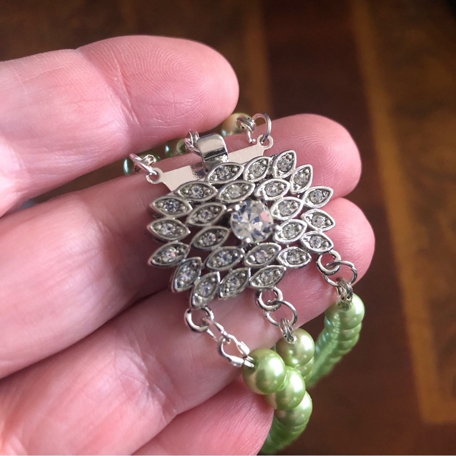 Handmade Handcrafted triple strand Czech glass Pearl necklace Size ONE SIZE - 8 Thumbnail