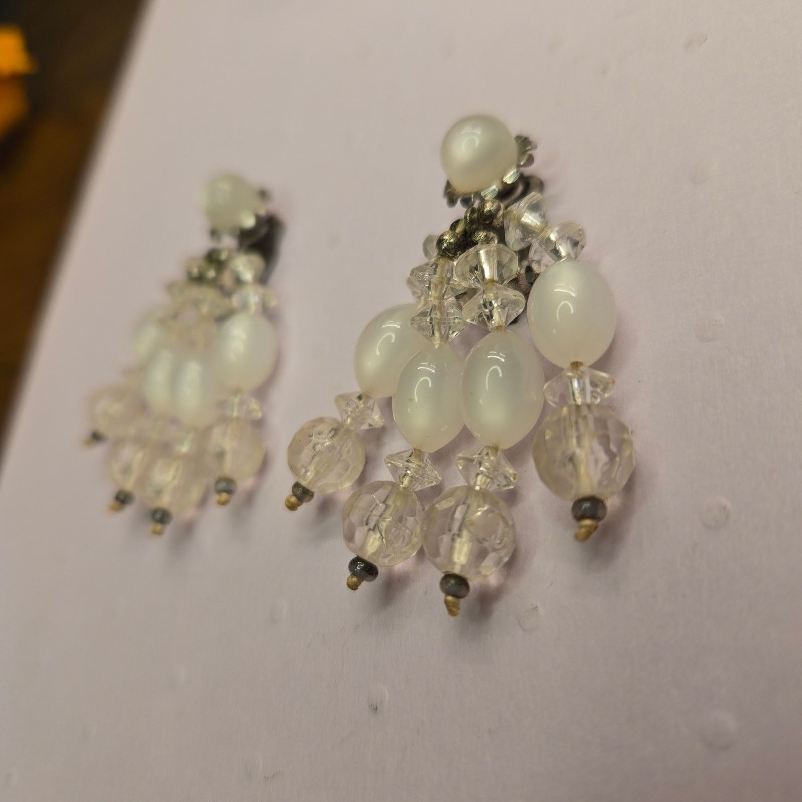 Vintage Vintage MCM Clear Crystal Beaded Chandelier Dangle Earrings Size ONE SIZE - 4 Thumbnail
