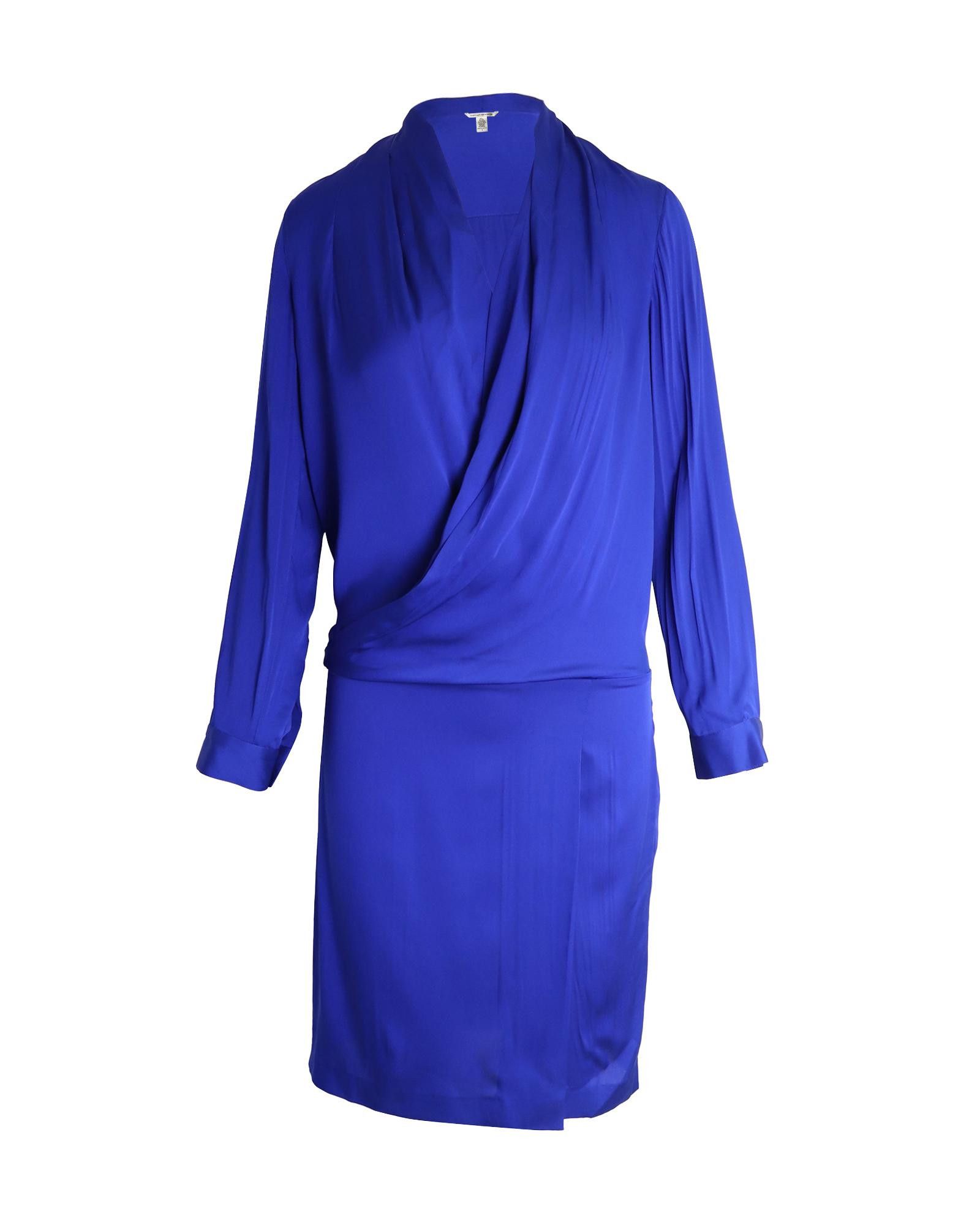 image of Diane Von Furstenberg Blue Silk Wrap Dress, Women's (Size XS)