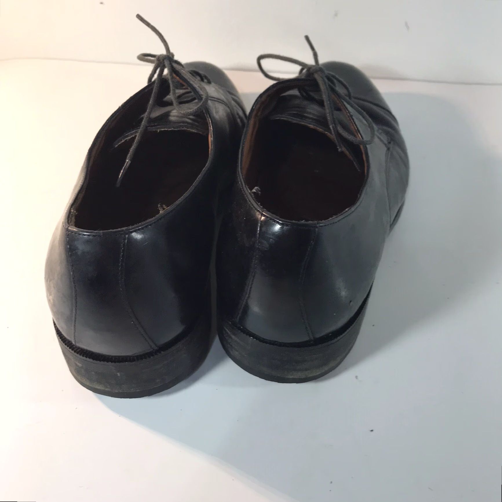Vintage BOSTONIAN Classics First Flex Black Leather Oxfords Mens 9W Lace Up Dress Shoes Size US 9 / EU 42 - 3 Thumbnail