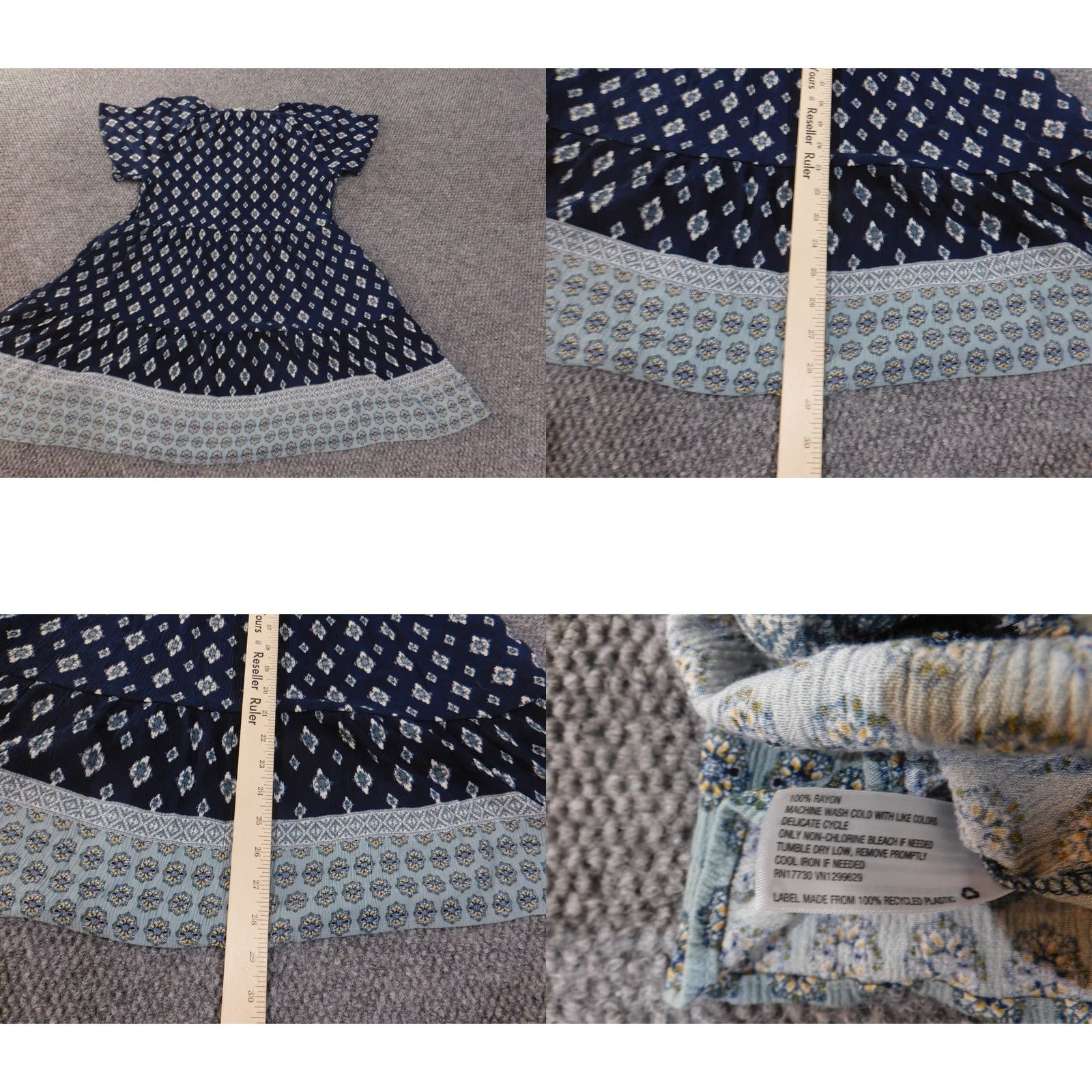 Vintage Knox Rose Blouse Medium Blue v-neck Floral Womens Stretch Rayon Short Sleeve Casual Pullover Size M / US 6-8 / IT 42-44 - 8 Thumbnail