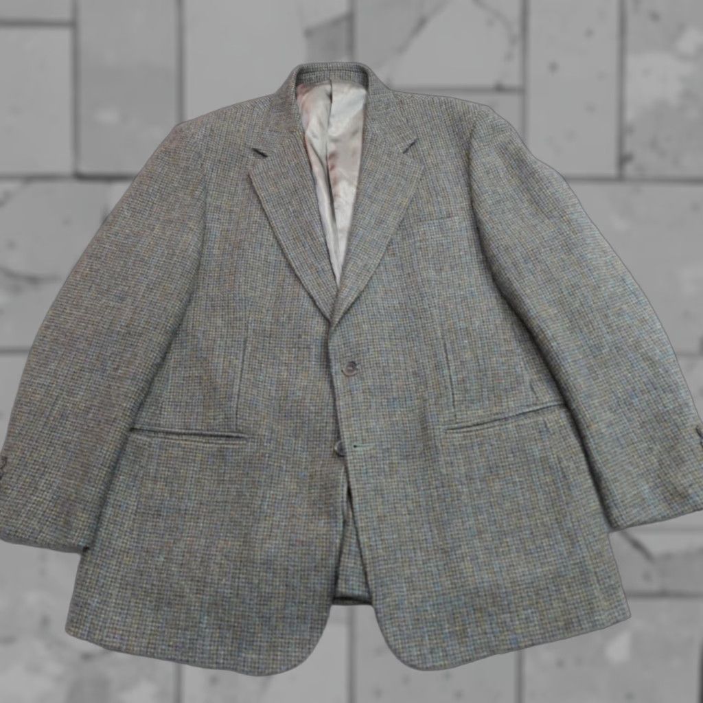 Harris Tweed Harris Tweed Sport Coat 42R Green Brown Wool Patch Pockets Blazer Men Notch Lapel Two-Button Single-Breasted Vintage? No Size 42R - 1 Thumbnail