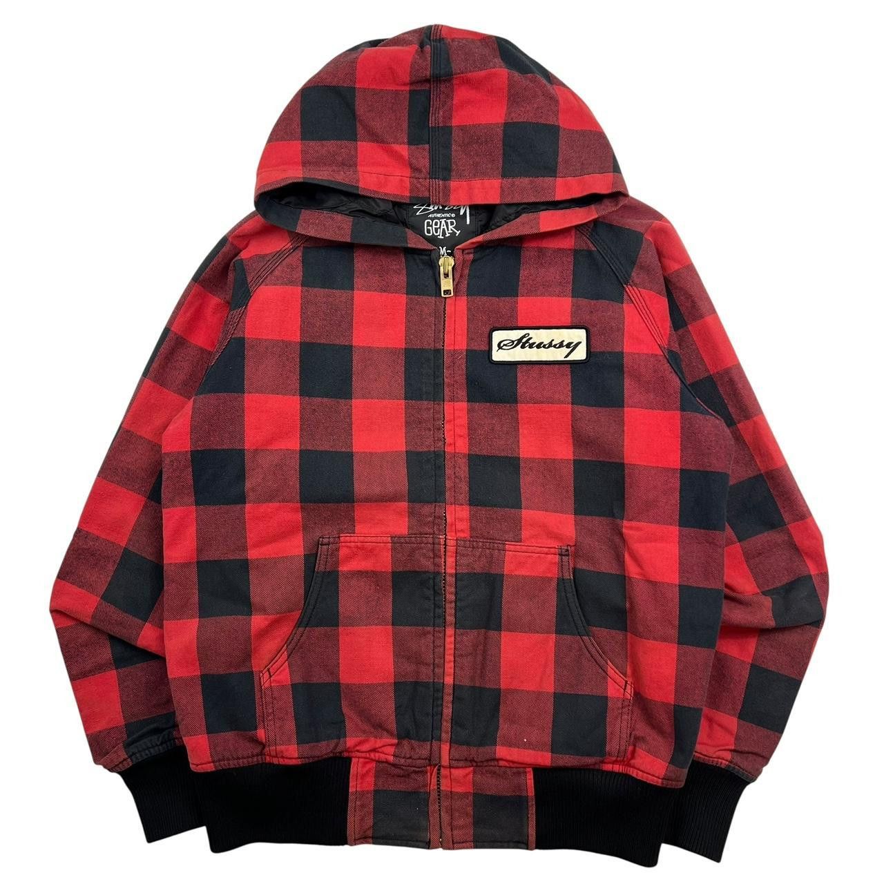 Stussy Vintage Stussy Chequered Zip Up Workwear Jacket Red - Medium Size US M / EU 48-50 / 2 - 1 Thumbnail
