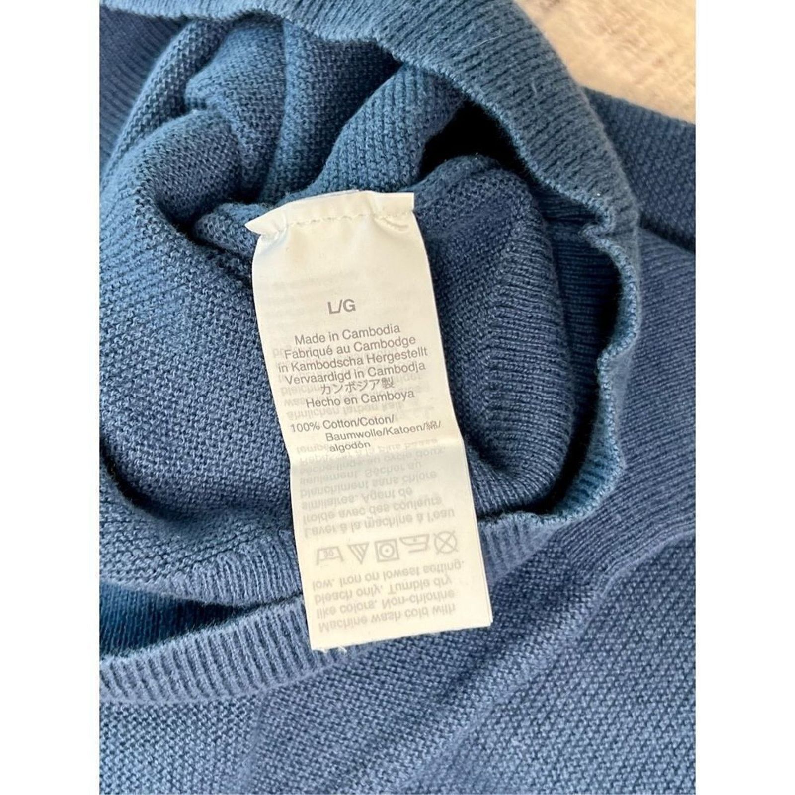 J.Crew J. Crew 100% Cotton Garter Stitch Blue Sweater LARGE Preppy Size US L / EU 52-54 / 3 - 8 Thumbnail