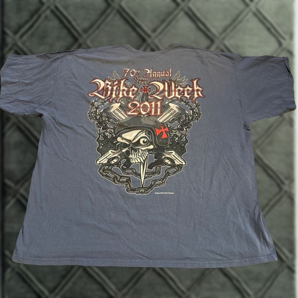 Gildan Daytona Beach Bike Week 2011 Blue Motorcycle Biker Grunge T-Shirt 3XL Mens Gildan Regular Shirt Size US XXL / EU 58 / 5 - 1 Thumbnail