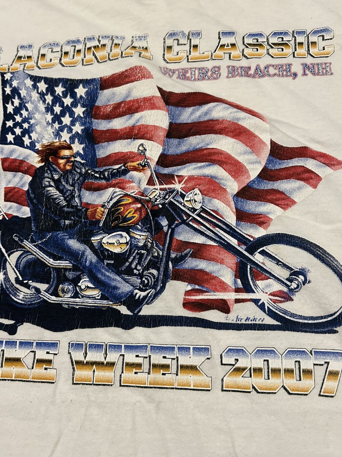 Other × Vintage White vintage Laconia classic bike week 2007 biker t Size US L / EU 52-54 / 3 - 9 Thumbnail