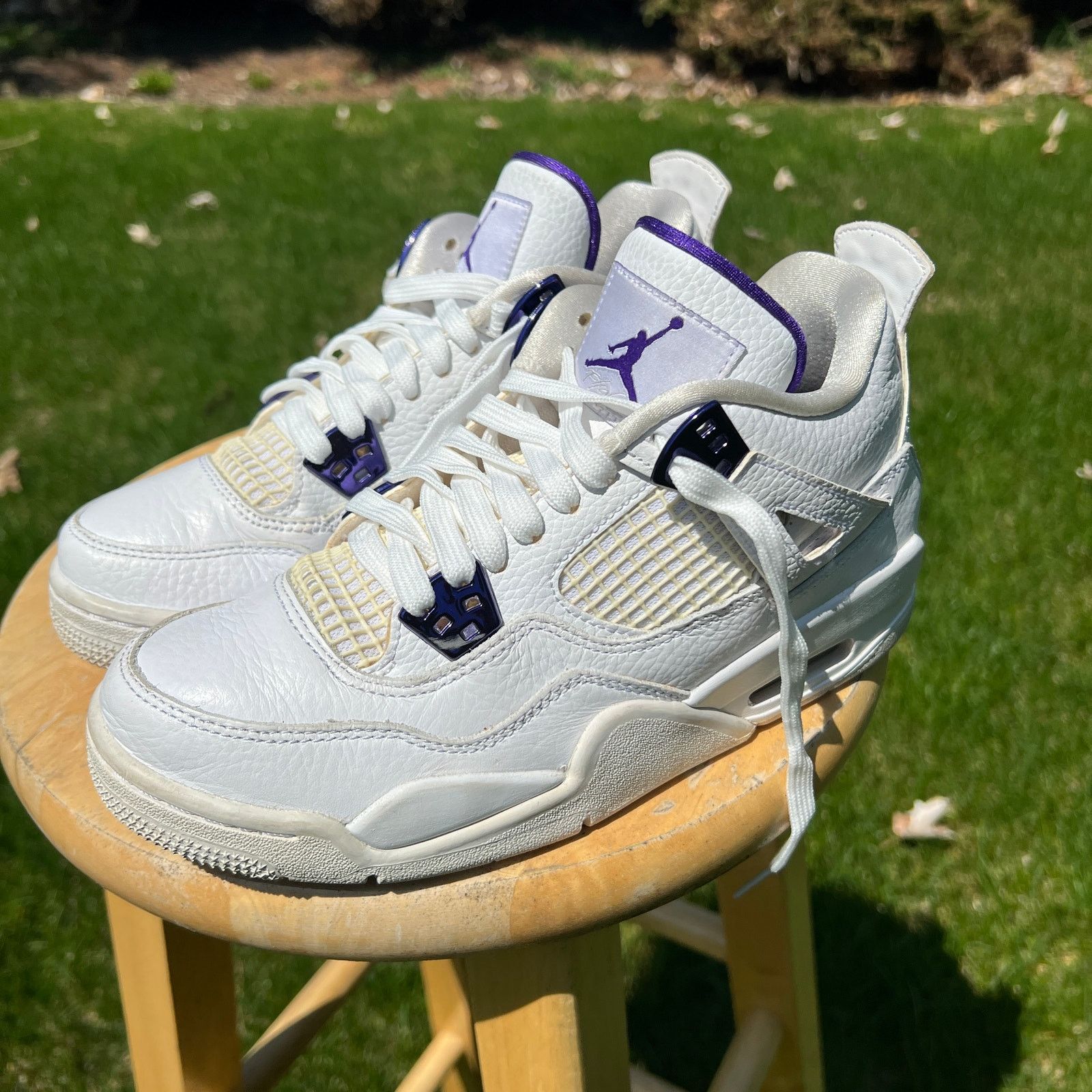 Jordan Brand × Nike Air Jordan 4 Retro GS Purple Metallic Men's Shoes - Size 6 Size US 6 / EU 39 - 8 Thumbnail