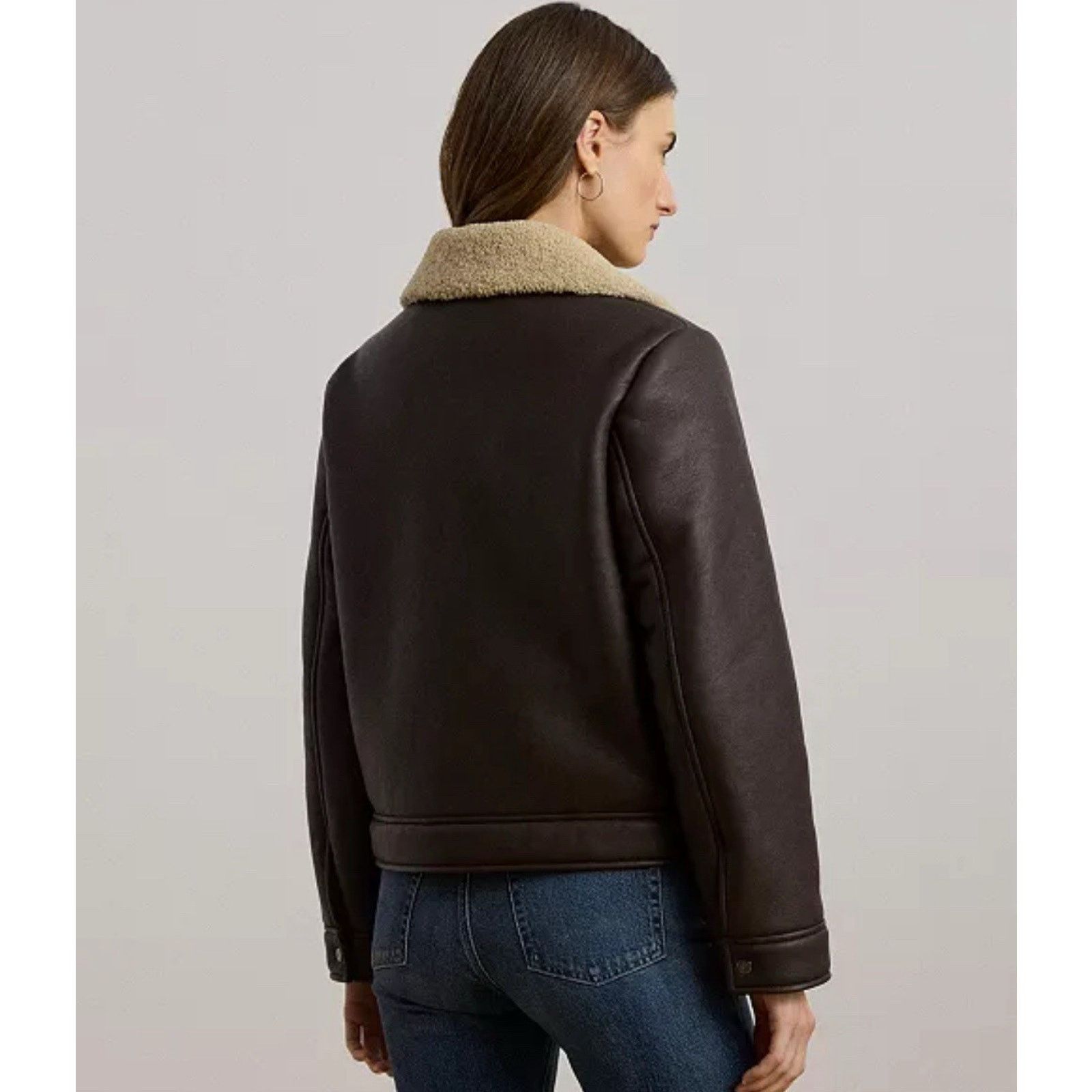 Ralph Lauren NWT Ralph Lauren Women Faux-Leather Jacket Circuit Brown Size S / US 4 / IT 40 - 12 Thumbnail