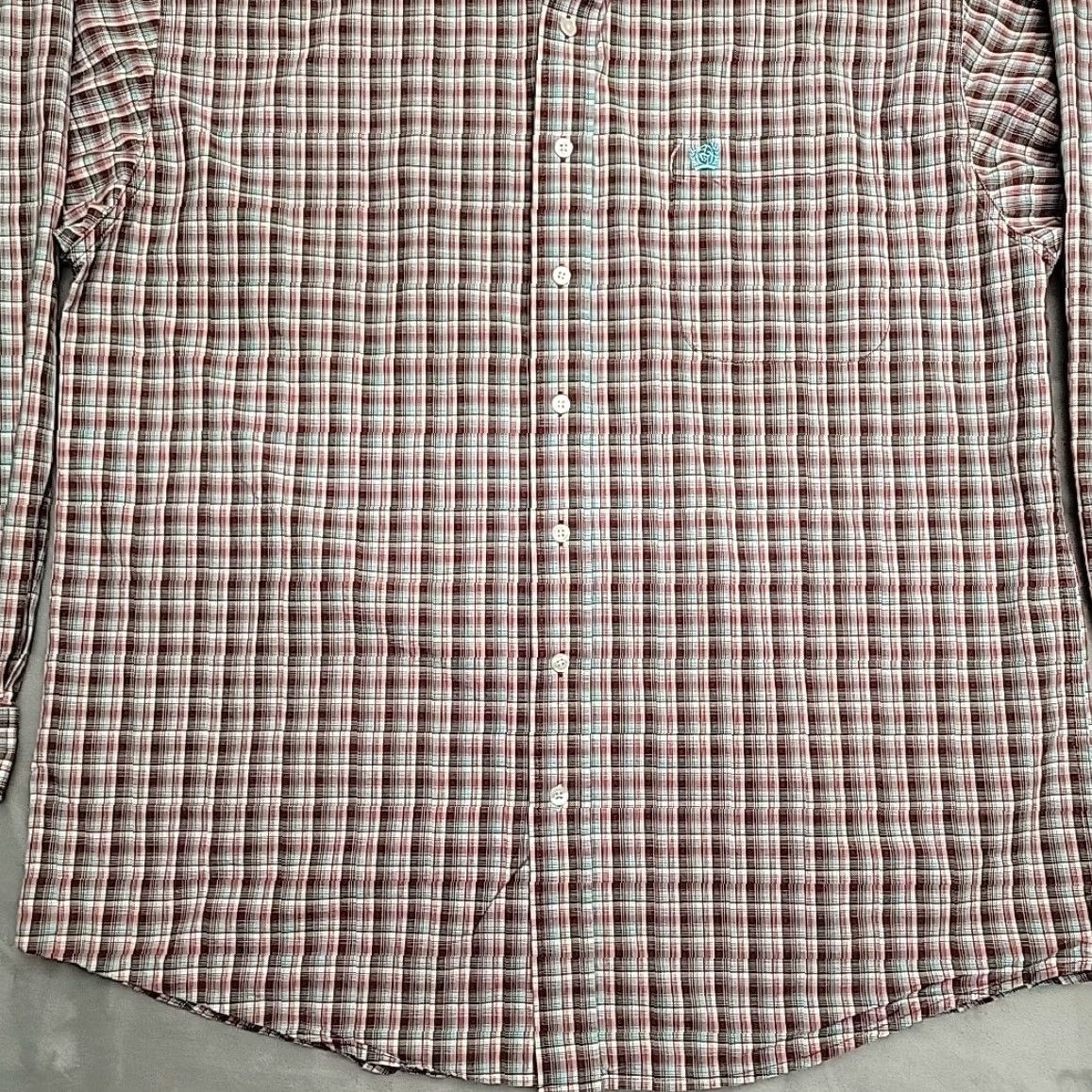 Vintage Cinch Shirt Mens XL Maroon Plaid Long Sleeve Button Western Cowboy Ranch Rodeo Shirt Size US XL / EU 56 / 4 - 2 Thumbnail