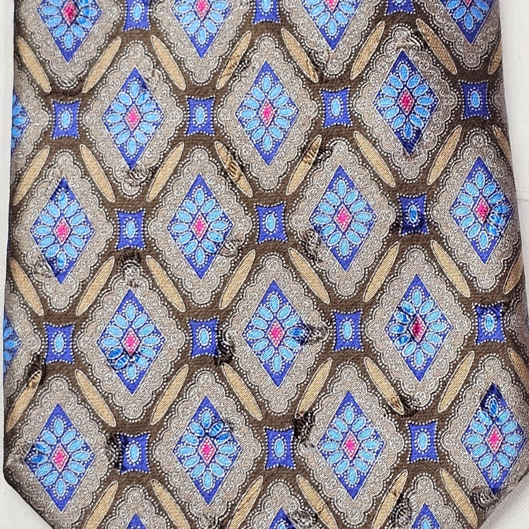 Ermenegildo Zegna ERMEENEGILDO ZEGNA Luxury Tie Men's Long 62" Silk Blue Geometric Designer Preppy Mens Size ONE SIZE - 6 Thumbnail