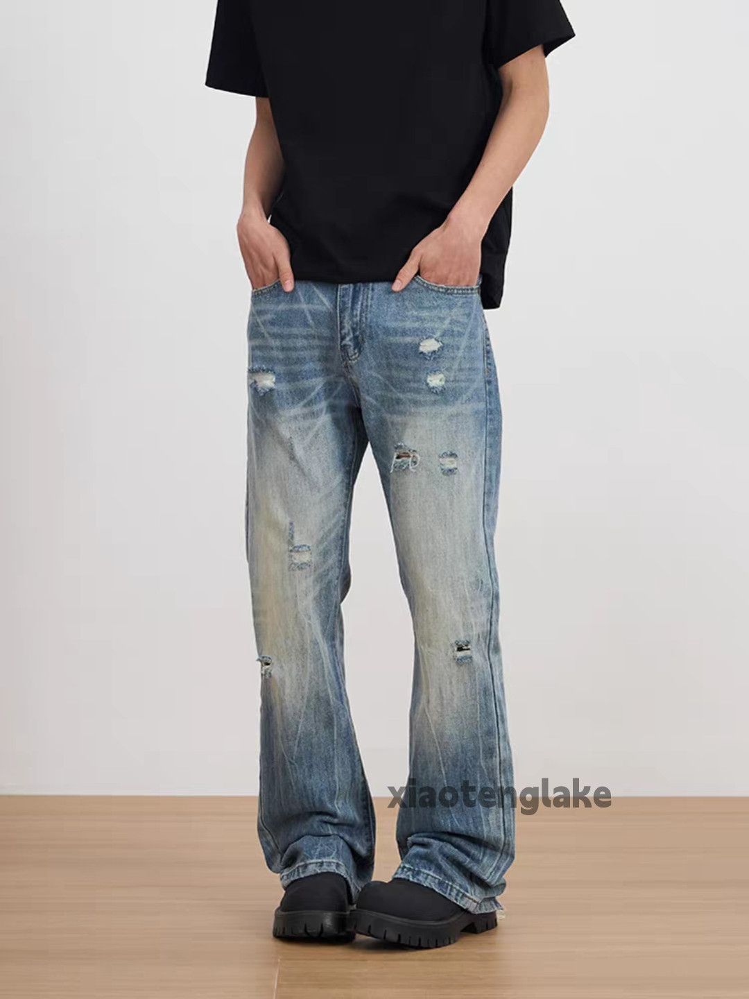 Jean Custom Balenciaga rickowens style ripped damaged faded jeans Size US 32 / EU 48 - 7 Thumbnail