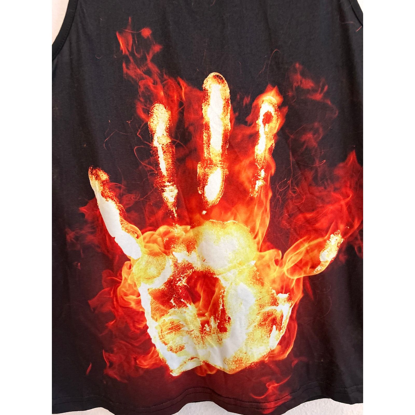 Other Women's Fire Blaze Handprint Racer Back Tank Top Black Size ONE SIZE - 4 Thumbnail