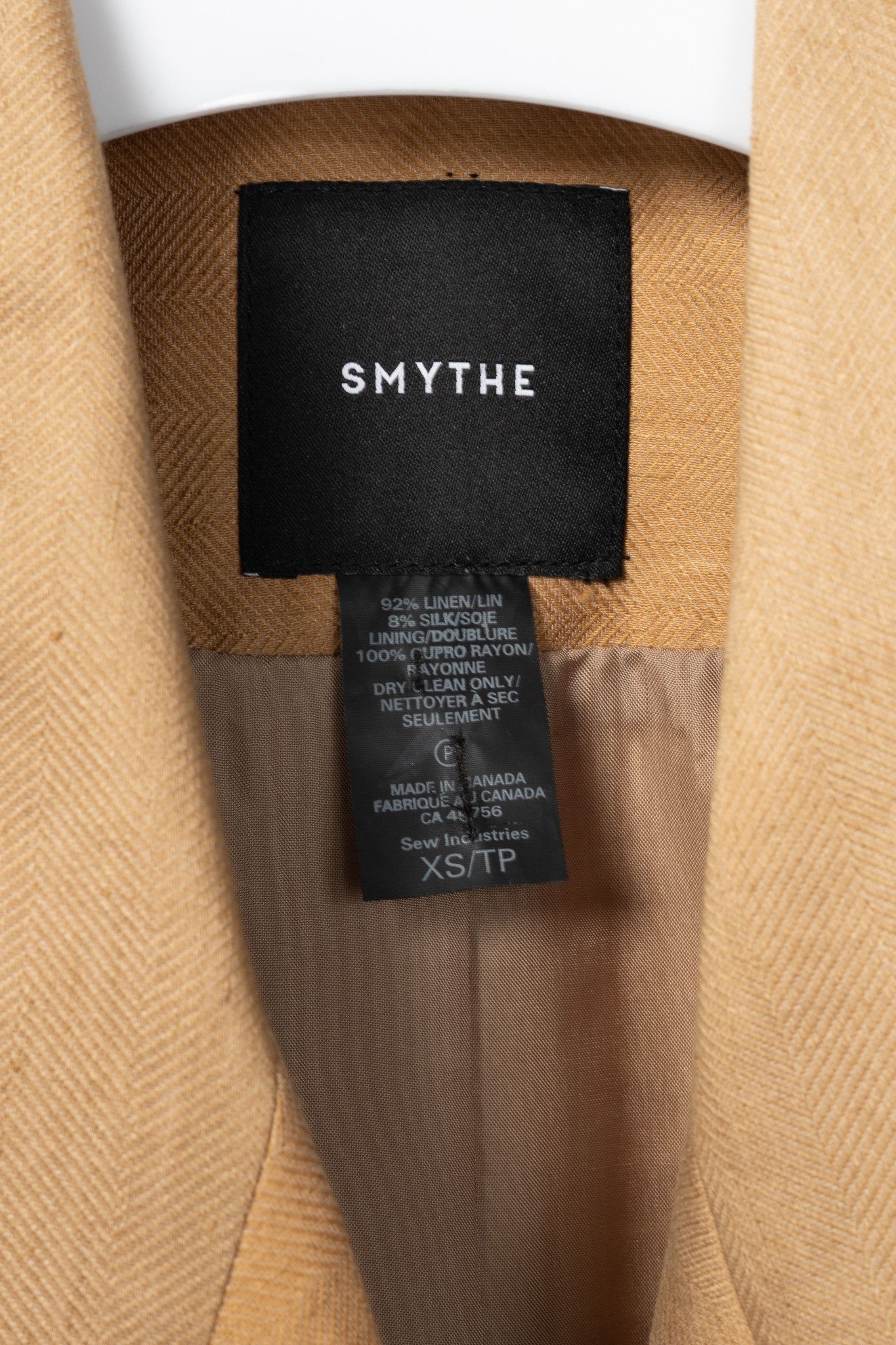 SMYTHE Smythe Tan Herringbone Oversized Double-Breasted Blazer Size XS / US 0-2 / IT 36-38 - 4 Thumbnail