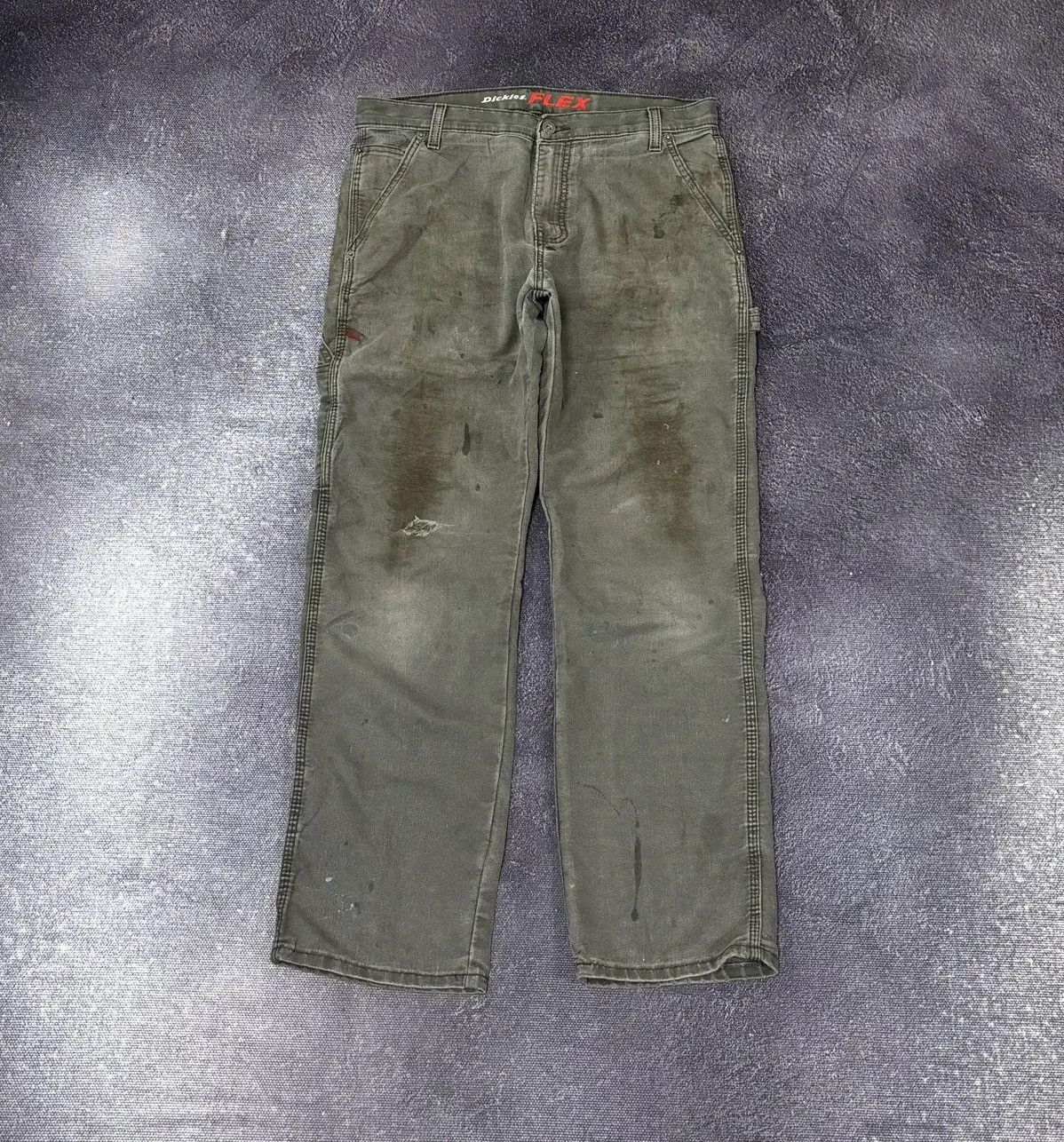Dickies × Vintage Vintage Dickies Olive Distressed Hype Work Pants Size US 32 / EU 48 - 2 Thumbnail