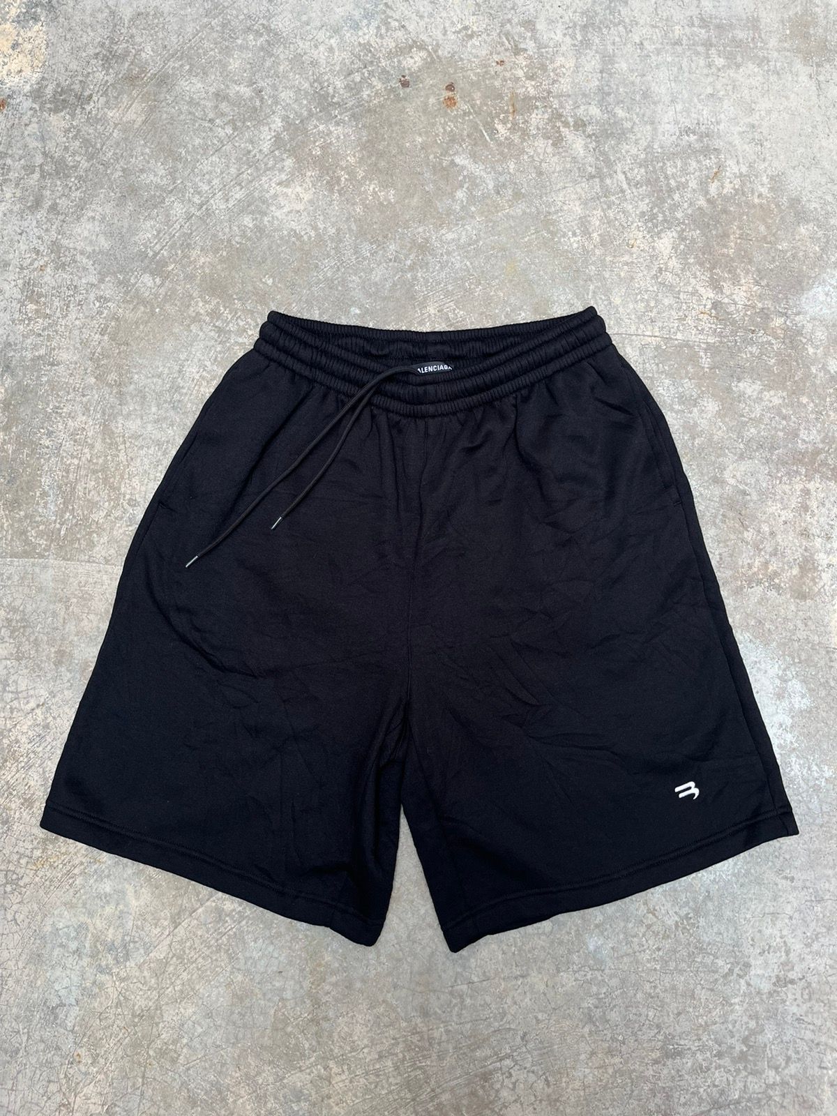 Pre-owned Balenciaga Ss21 Wrinkle Effect Sporty B Basketball Shorts In Black